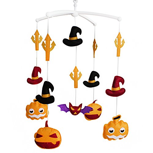Musical Baby Crib Mobile - Happy Pumpkins Hanging Toys for Nursery Decor | Halloween Nursery Theme | Soothing Newborn Sleep Aid & Infant Visual Stimulation