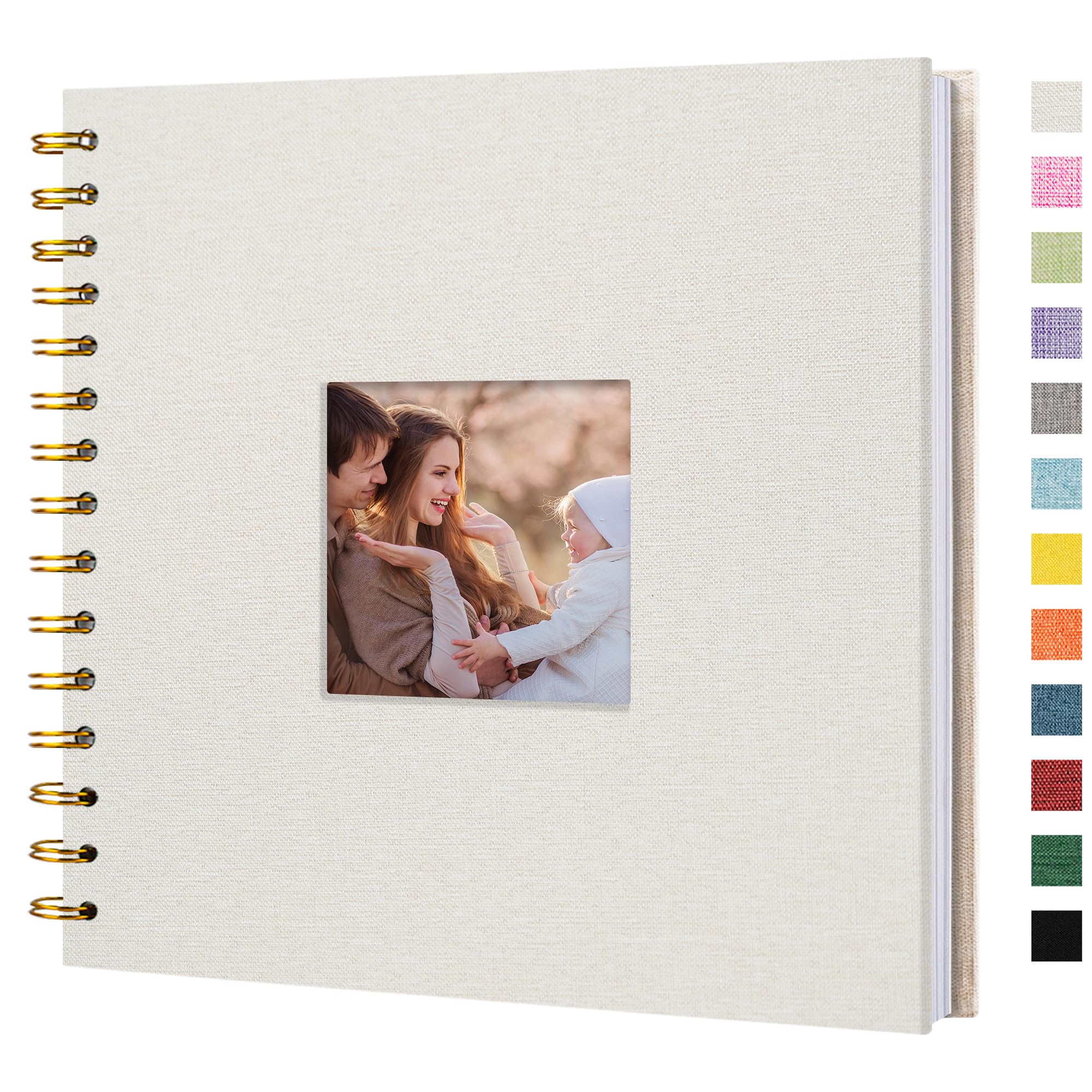 8x8 Inch Linen Cover Scrapbook Photo Album - Hardcover Kraft White Pages Memory Book for Travel, Wedding, Guest Book, Christmas, Baby Shower (20 Sheets/40 Pages, Beige) | Perfect for DIY Projects, Gift Giving & Preserving Special Moments