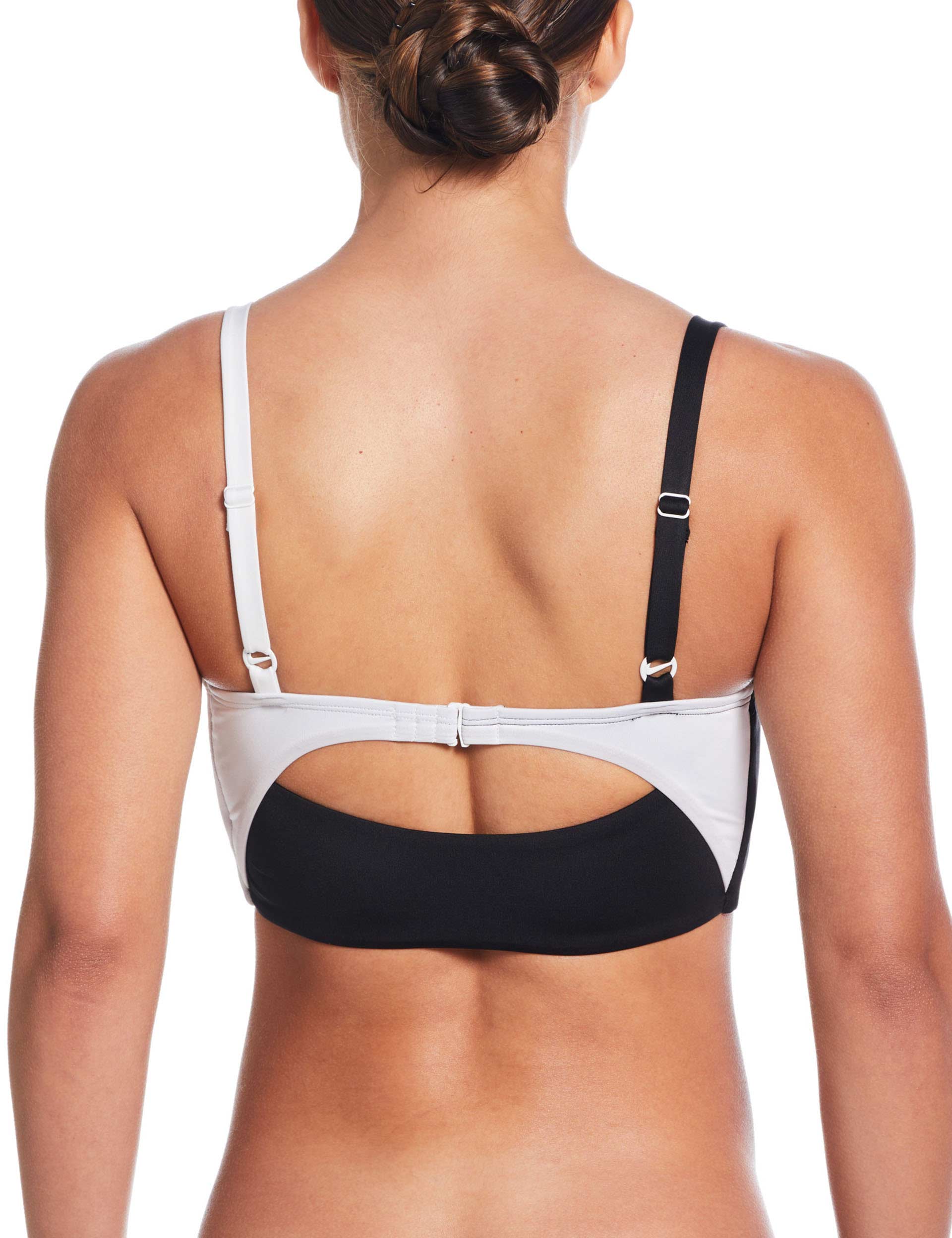 Stylish Colour Block V Neck Midkini Swimsuit - Black | Trendy Two-Piece Bikini for Women | Perfect for Beach Vacations & Pool Parties