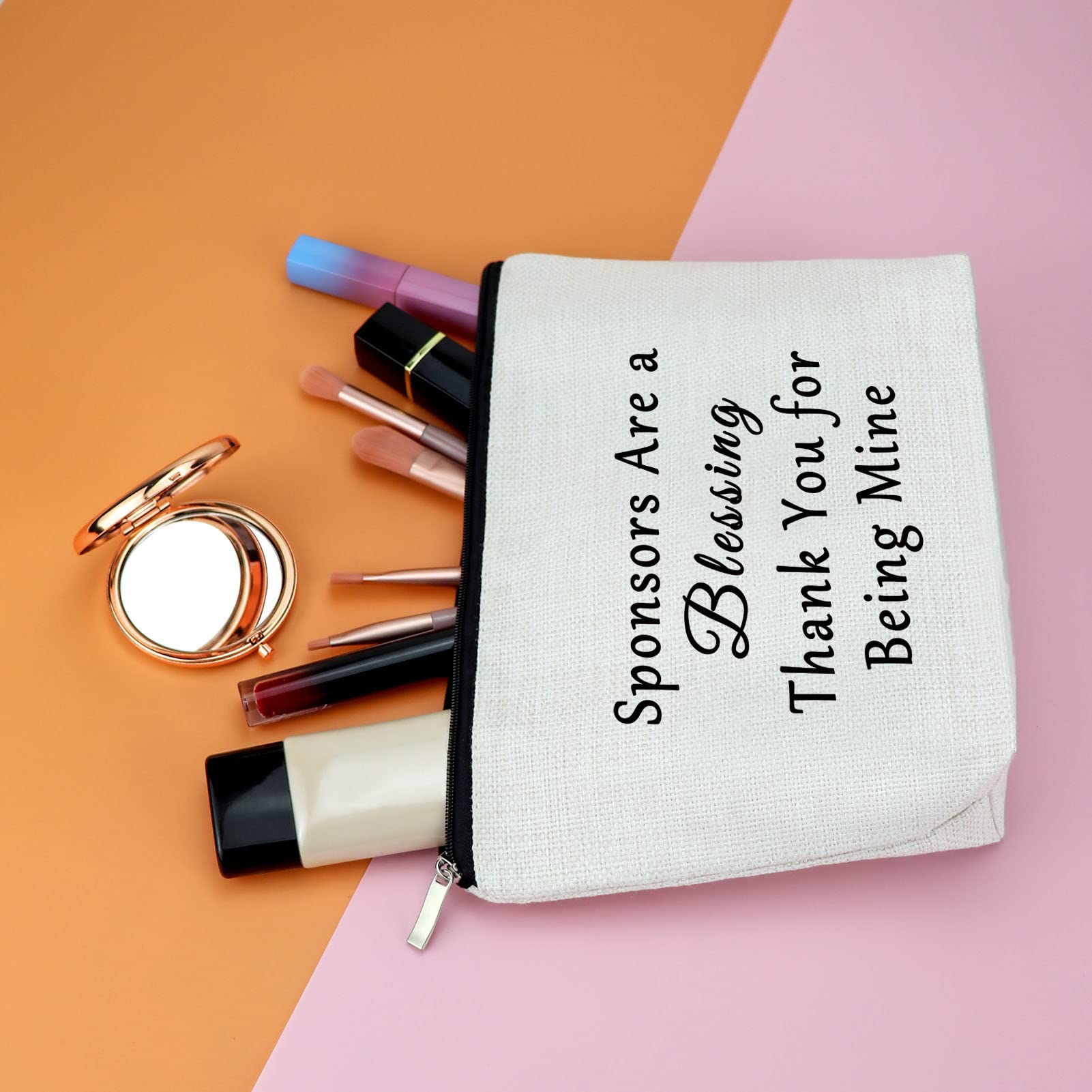 Sponsor Gift Makeup Bag - Thank You Appreciation Cosmetic Pouch for Sponsors, Leaders & Coworkers - Perfect for Travel, Christmas & Birthday Gifts