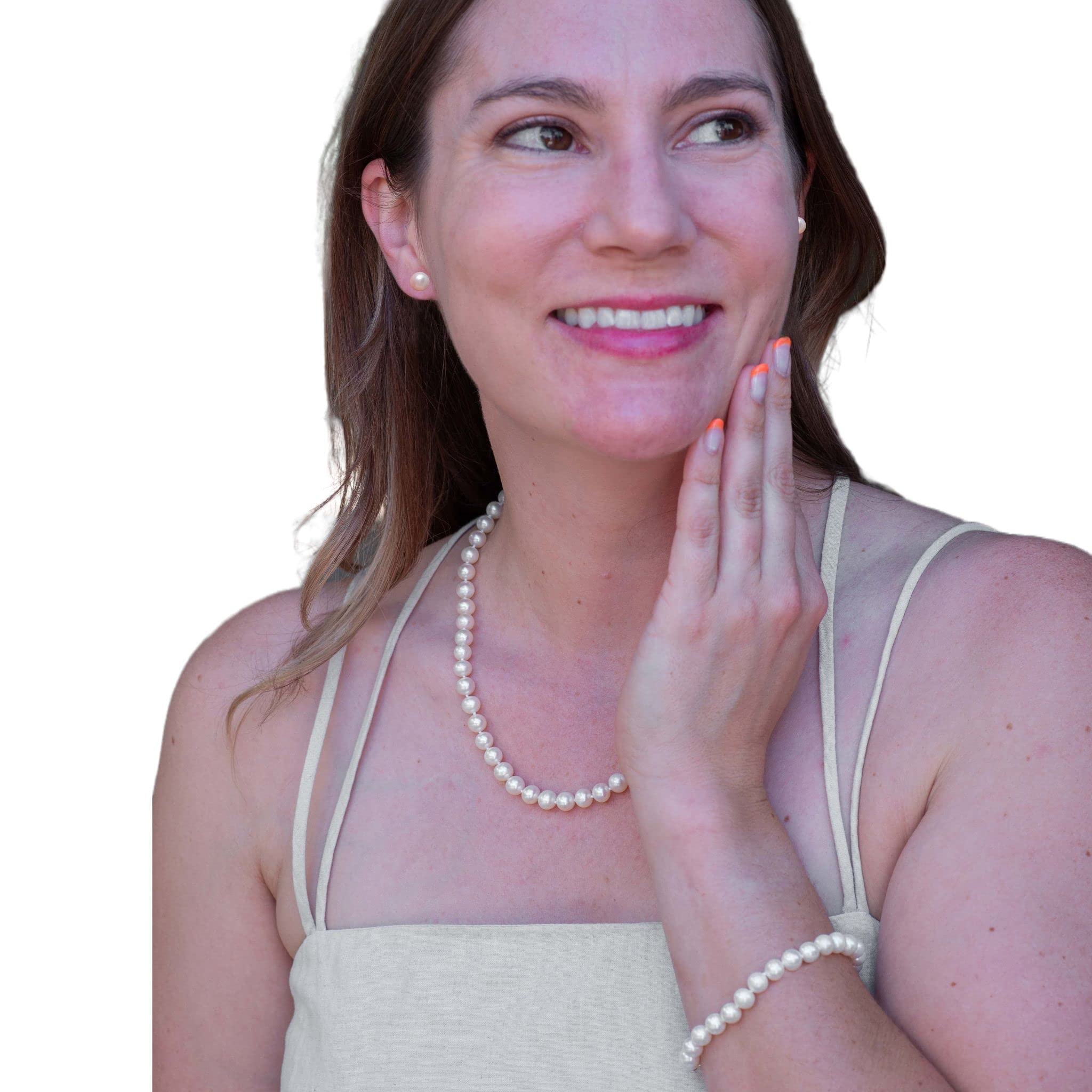 Freshwater Pearl Jewelry Set for Women - Necklace, Bracelet, Earrings - Wedding & Party