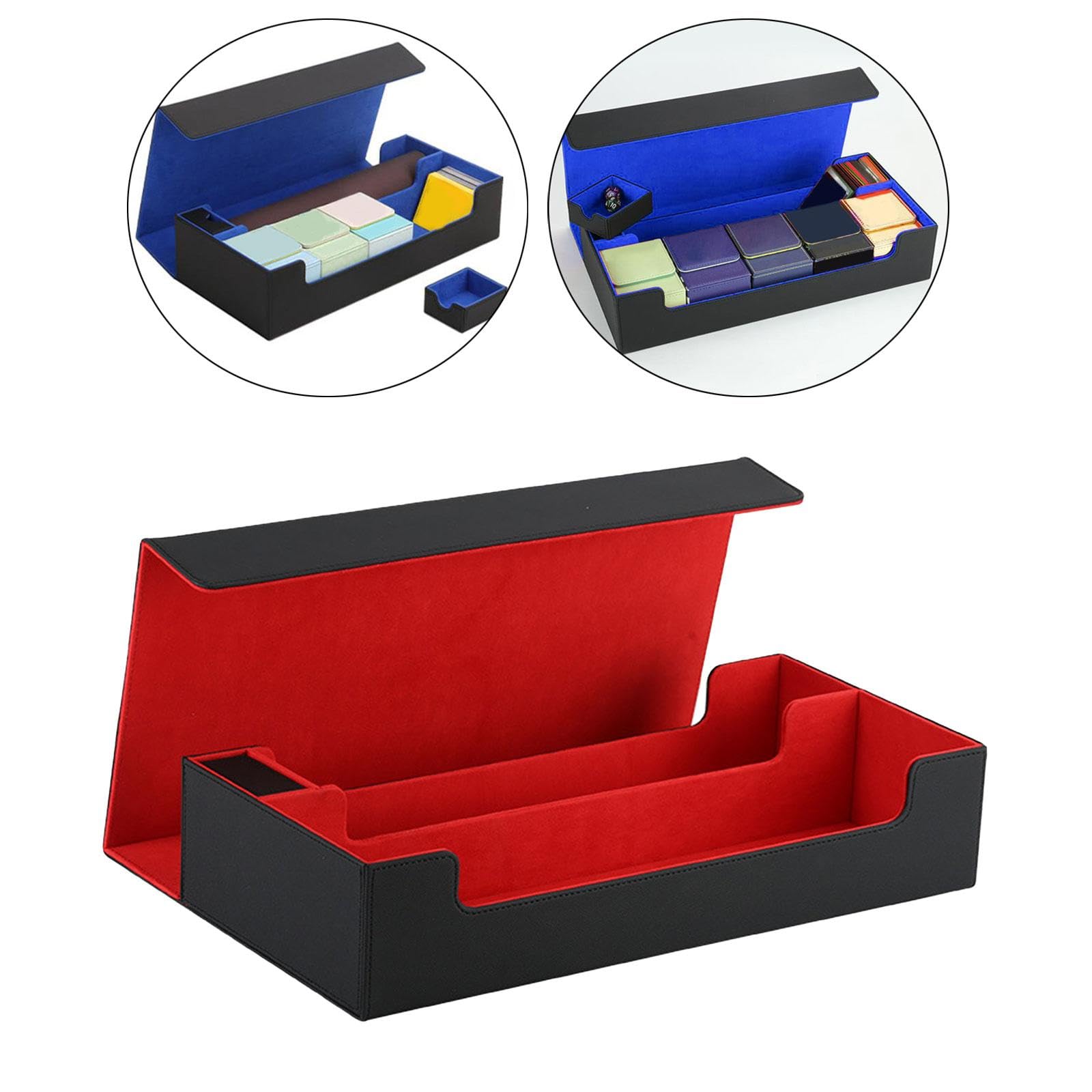MERIGLARE Card Deck Box - Premium Sleeved Cards Holder for 600+ Collectible Cards | Durable Game Card Organizer & Sports Card Storage Case (Black/Red) - Perfect for MTG, Pokémon, Yu-Gi-Oh! & Trading Card Collectors