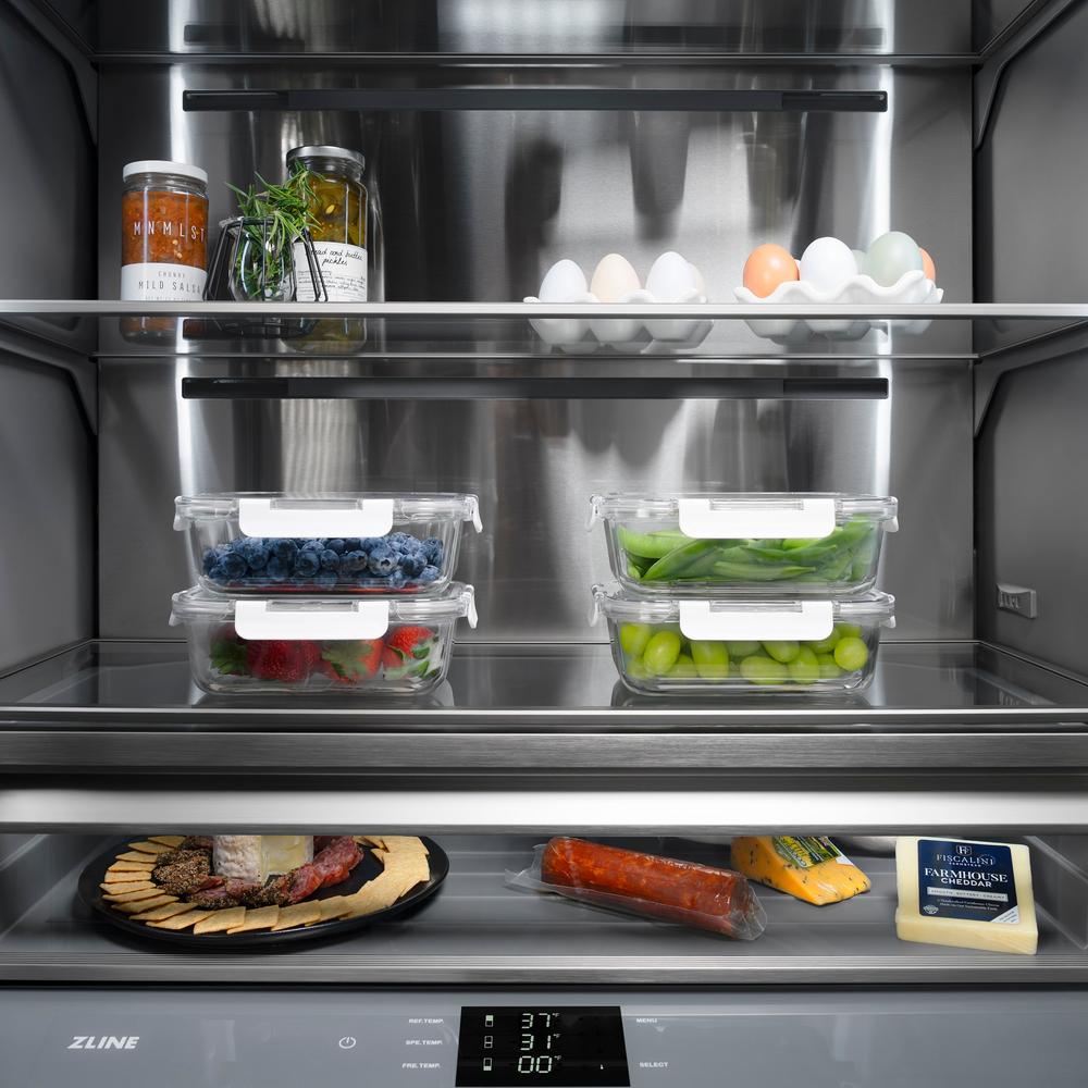 ZLINE Autograph Edition 60-Inch French Door Built-In Refrigerator - 32.2 cu.ft Capacity, Bottom Freezer, Water Dispenser & Ice Maker - Stainless Steel with Graphite Gray Interior & Matte Black Accents (GRBIVZ 304 60MB) - Perfect for Modern Kitchens & Luxury Homes