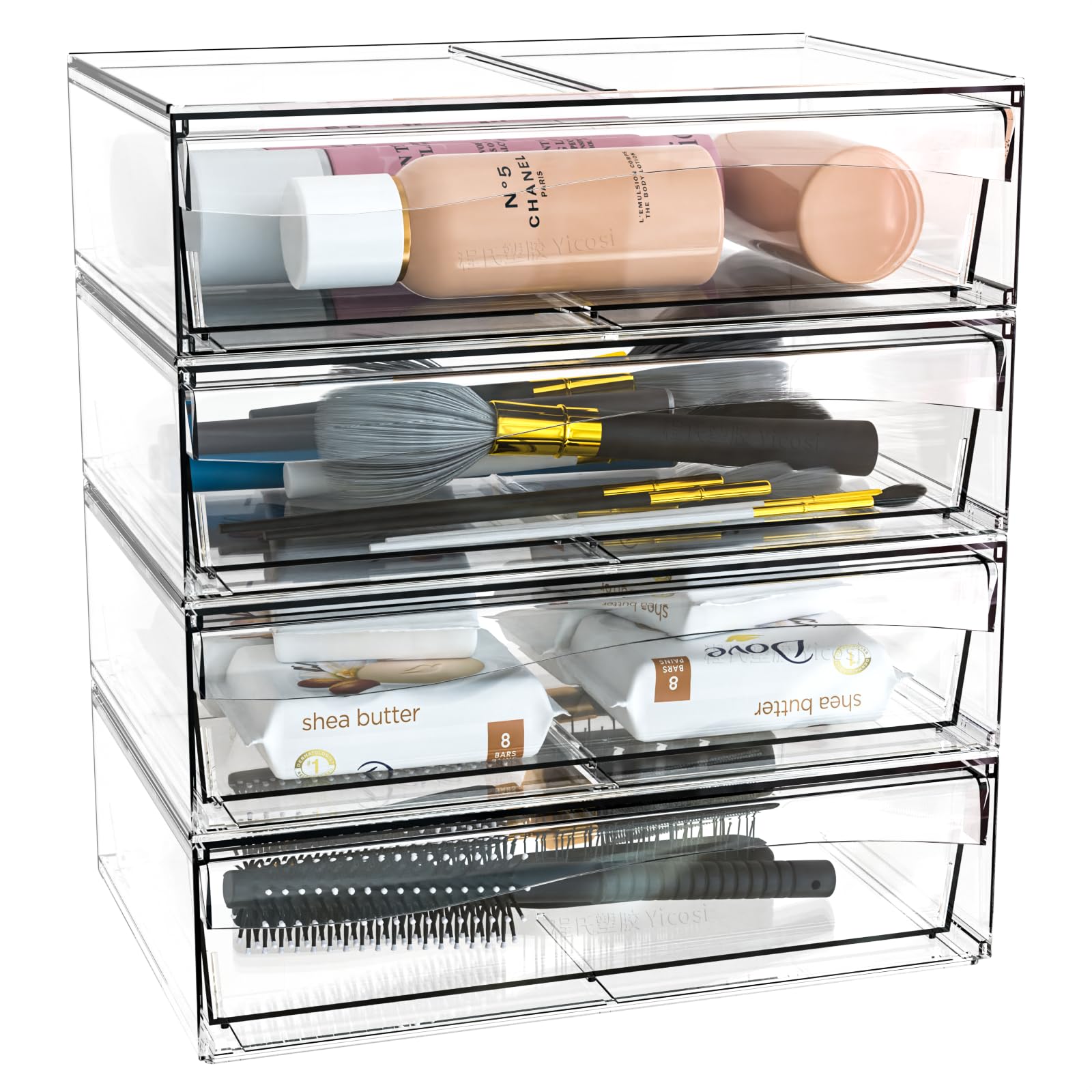 4 Pack Clear Acrylic Stackable Storage Bins - 12