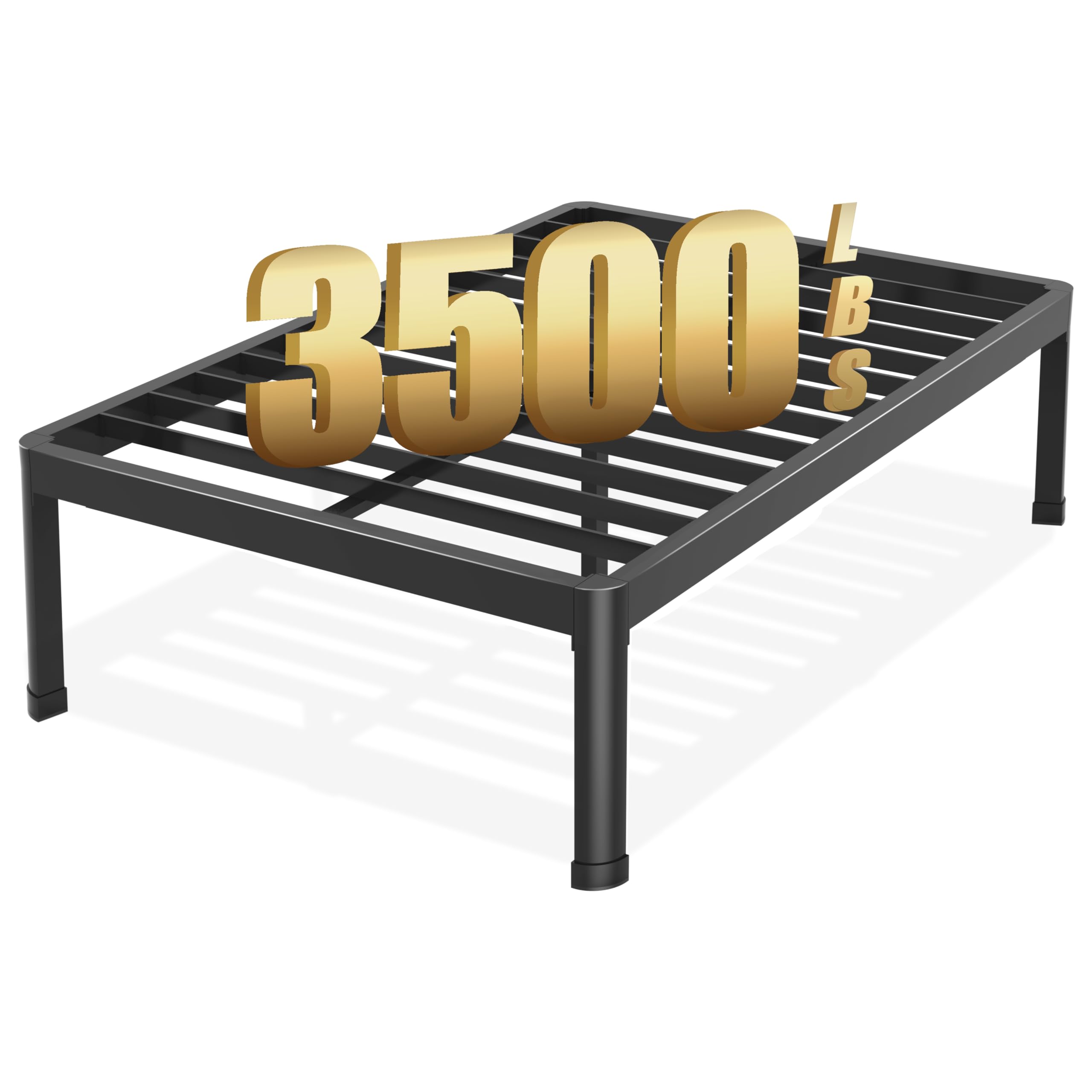 18 Inch Heavy Duty Queen Bed Frame with Round Corner Edge Legs - 3500 lbs Capacity, Steel Slats Support, No Box Spring Needed, Noise Free & Non-Slip - Perfect for Master Bedrooms, Guest Rooms & Small Spaces