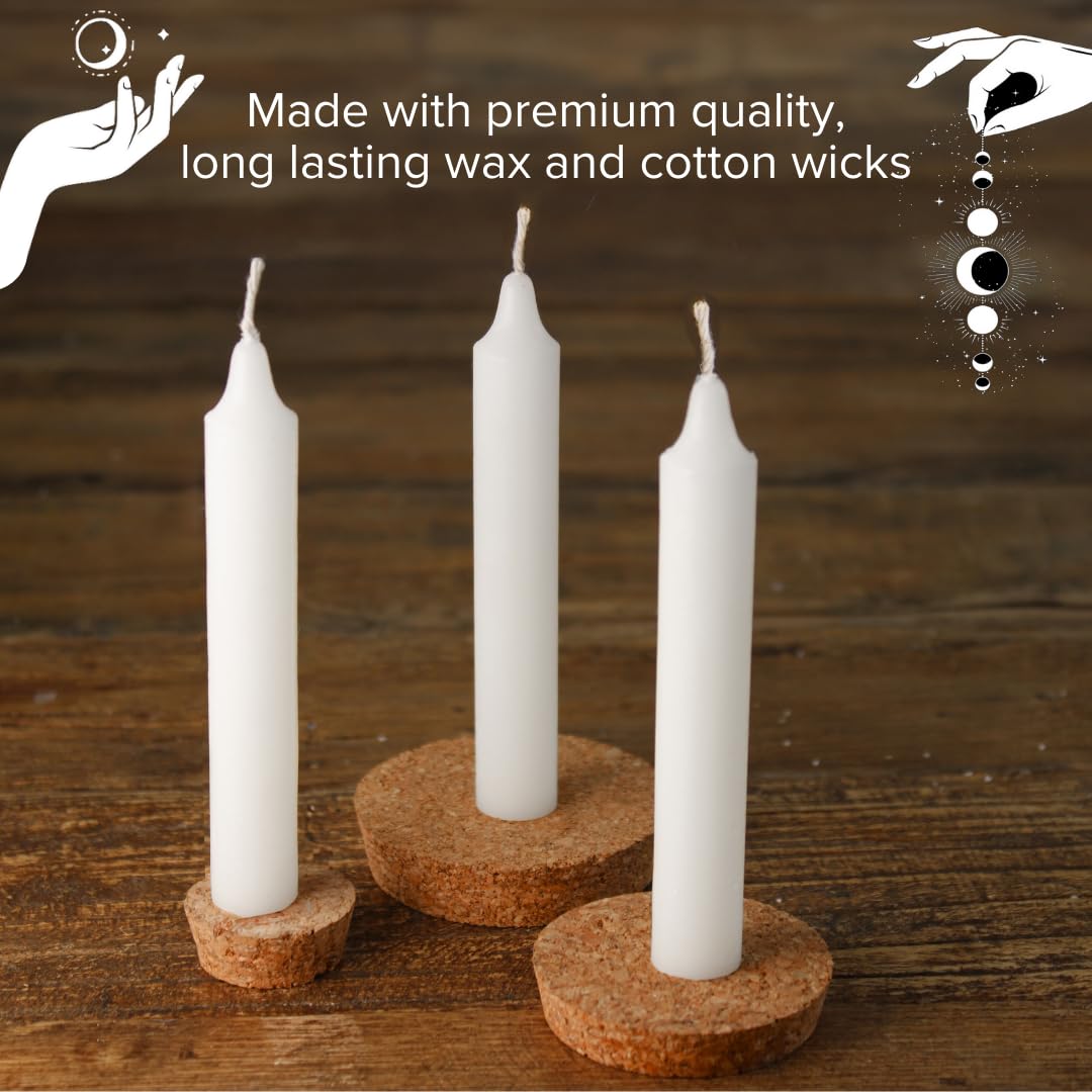 Simply Soson 5 Inch White Unscented Ritual Taper Candles Bulk Pack of 24 - Mini Chime Spell Candles for Witchcraft, Altar Decor & Prayer Ceremonies - Perfect for Wiccan Rituals, Meditation & Spiritual Practices