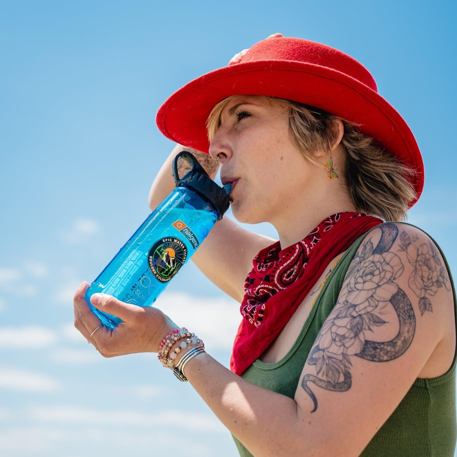 Epic Water Filters Nalgene OG Water Bottle with Built-in Filter - BPA Free, Made in USA - Removes 99.99% of Tap Water Contaminants & PFAS - 24oz Slate Blue - Perfect for Hiking, Camping & Everyday Hydration
