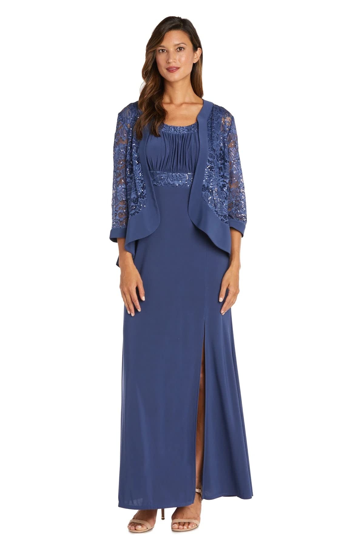 RM Richards Women's Elegant 2-Piece Ruffled Lace Jacket & Long Dress Set for Weddings, Parties & Special Occasions