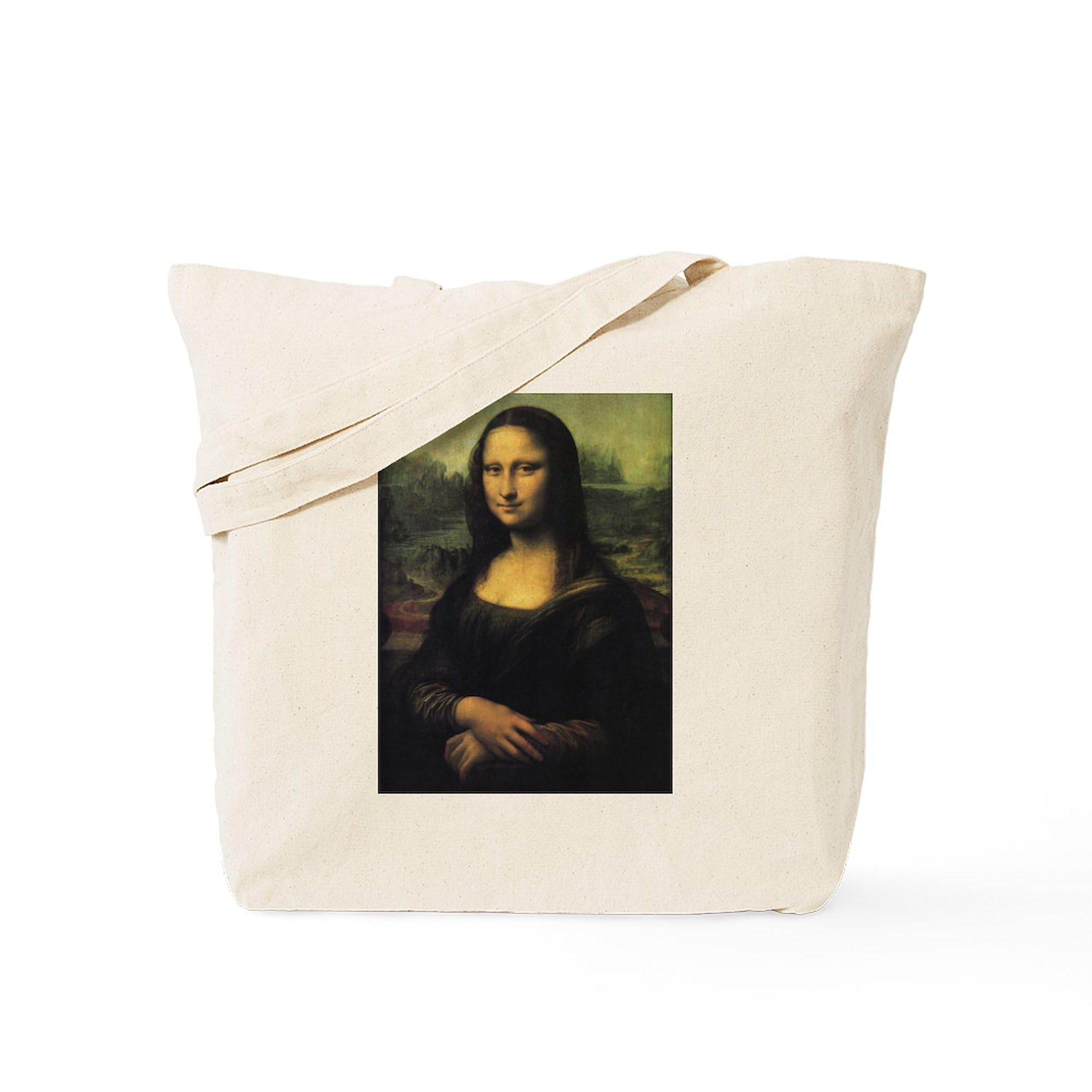 Mona Lisa Tote Bag - Natural Canvas Reusable Shopping Bag for Women & Men | Eco-Friendly Grocery Tote for Work, Beach & Daily Use