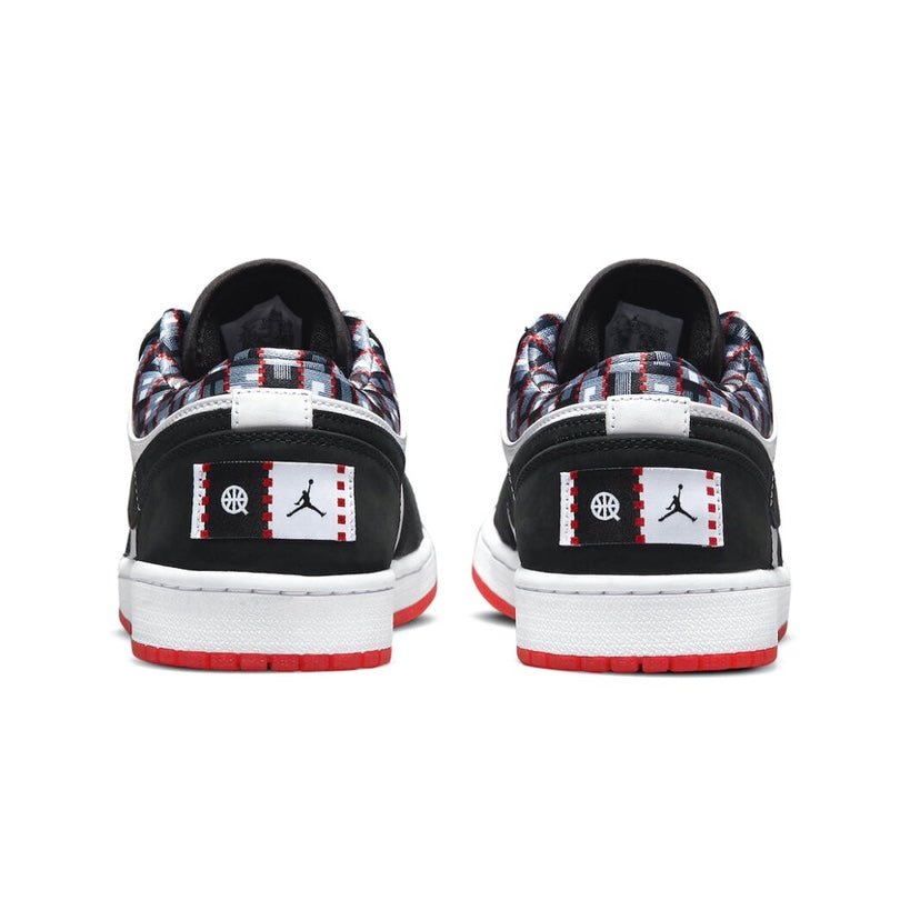Air Jordan 1 Low Quai 54 Sneakers - White, Black & University Red Colorway | Men's Basketball Shoes for Streetwear & Casual Outfits