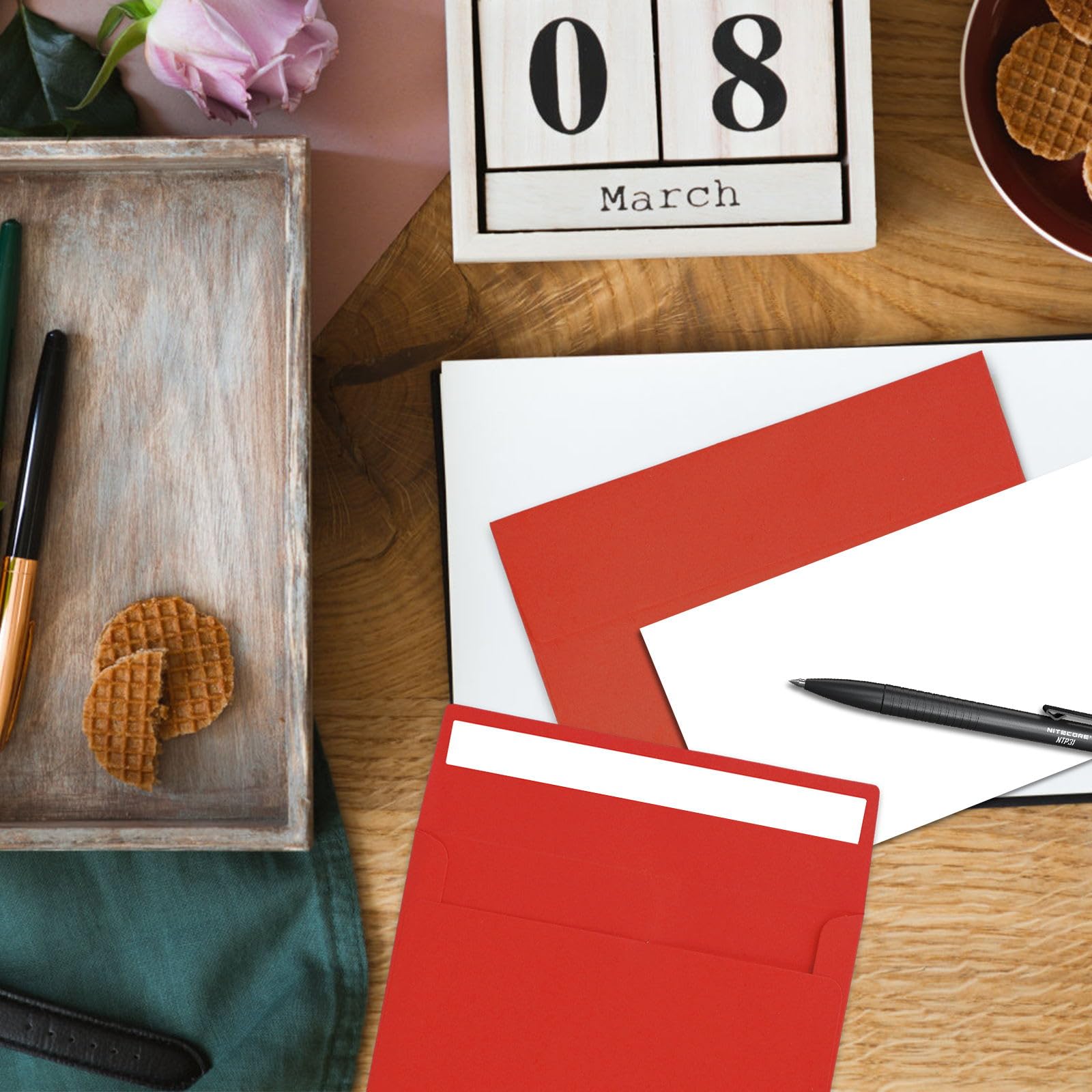 50 Pack A2 Red Self Seal Envelopes for Invitations, Postcards, Greeting Cards & Photos - 4.5x5.5 Inches Perfect for Weddings, Birthdays, Business Correspondence & Photo Storage