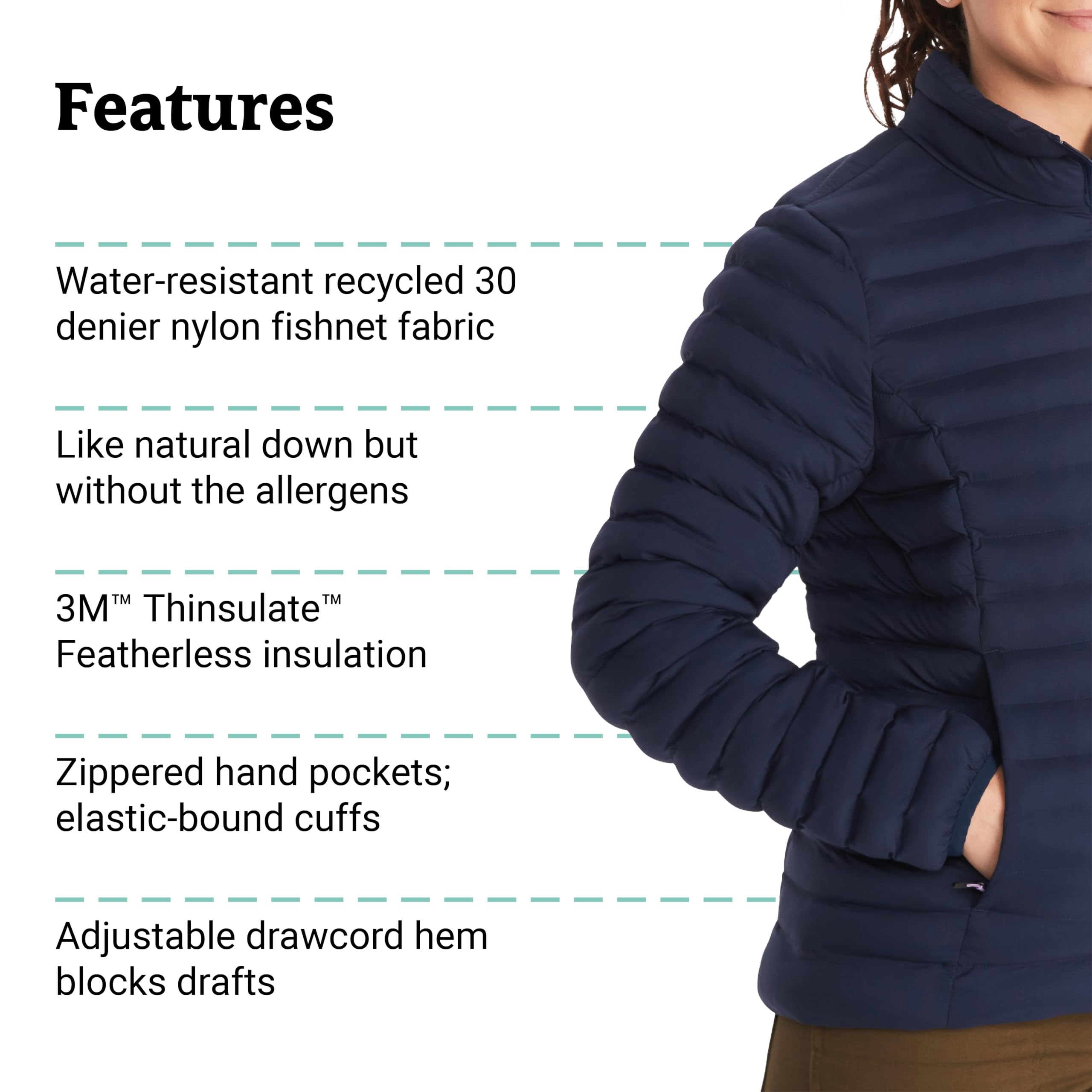 MARMOT Women's Echo Featherless Jacket - Lightweight Water-Resistant Winter Coat for Hiking, Travel & Outdoor Activities