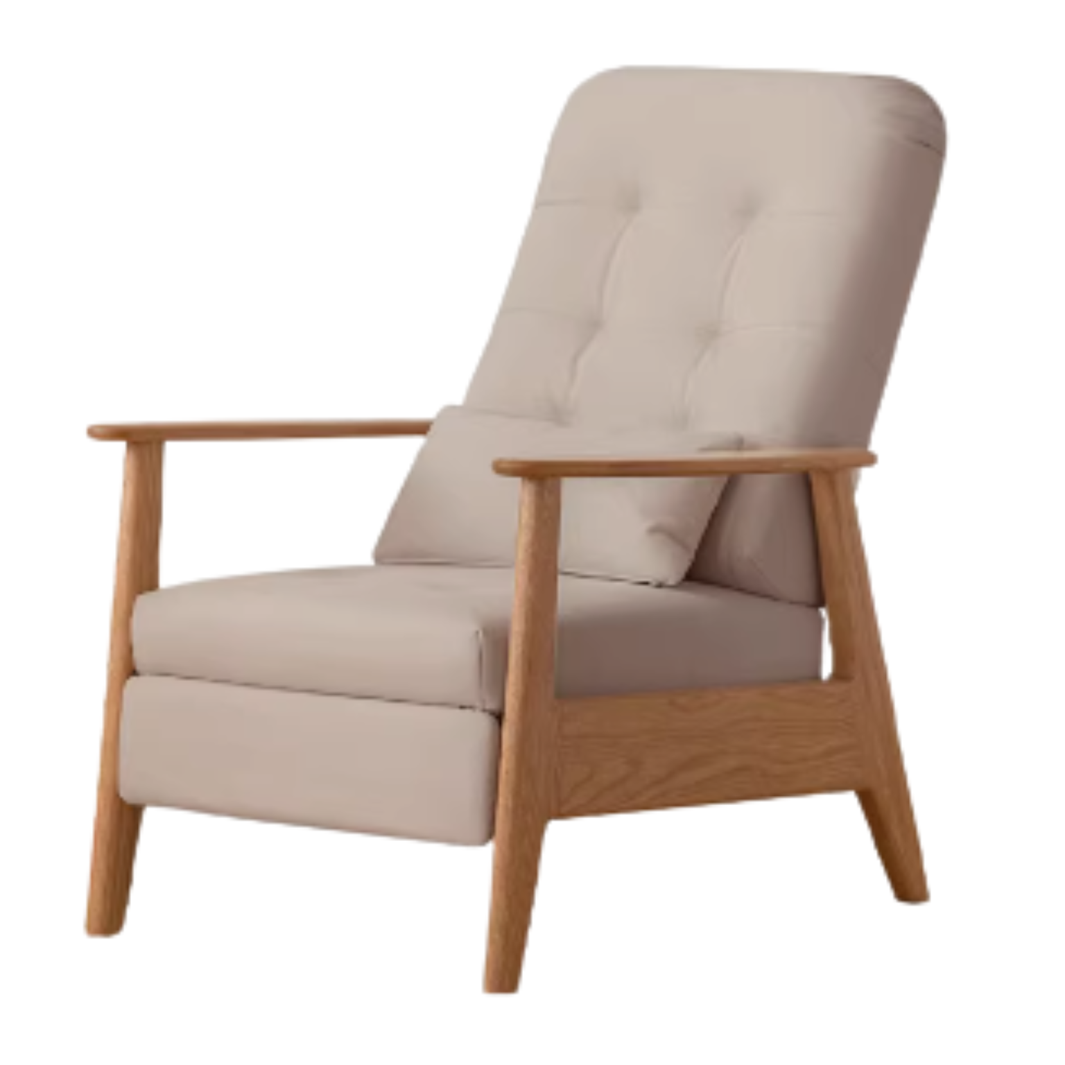Premium Oak Solid Wood Multifunctional Fabric Lounge Chair - Comfortable Living Room, Bedroom, or Office Seating for Relaxation and Leisure