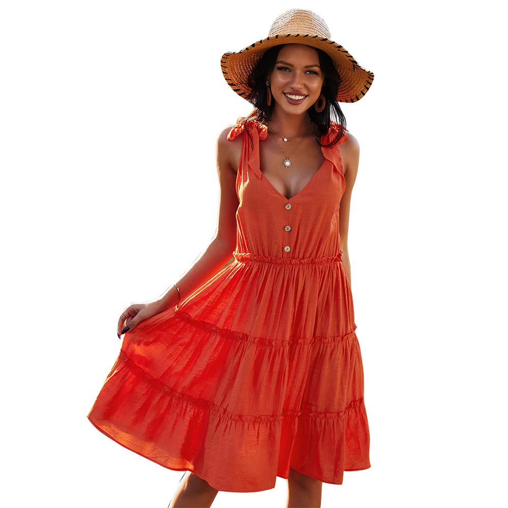 Women's Summer Beach Dress - Sleeveless Halter with Bow Knot for Vacation & Pool Party