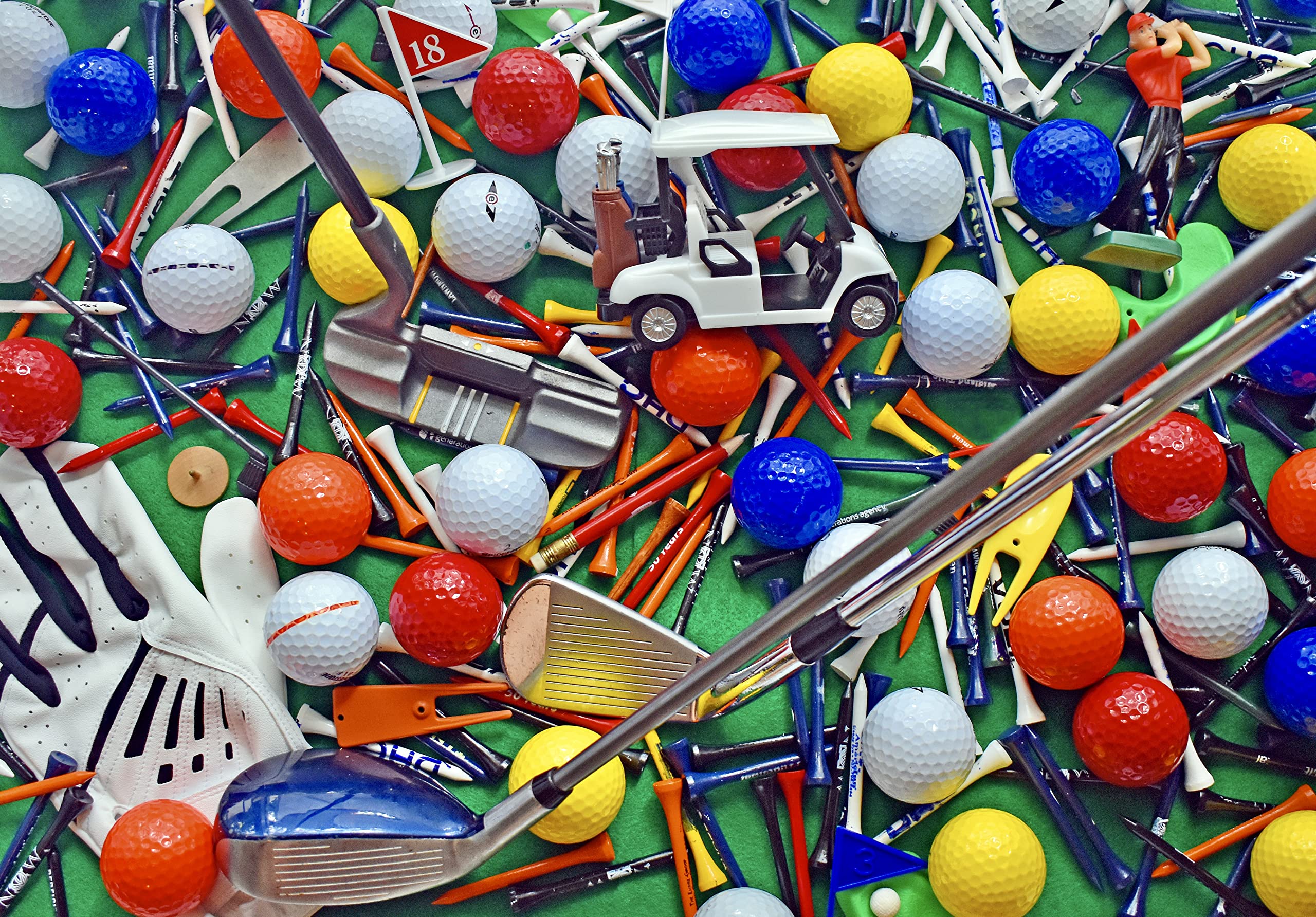 1000 Piece Golf Jigsaw Puzzle - Parachute Puzzles A Caddy's Mess | Challenging Adult Puzzle with Golf Balls & Accessories | Perfect for Golf Lovers, Game Rooms & Relaxation