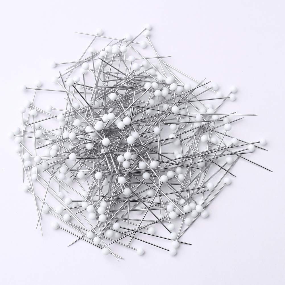 250pcs Glass Head Sewing Pins for Dressmaking & Quilting - White