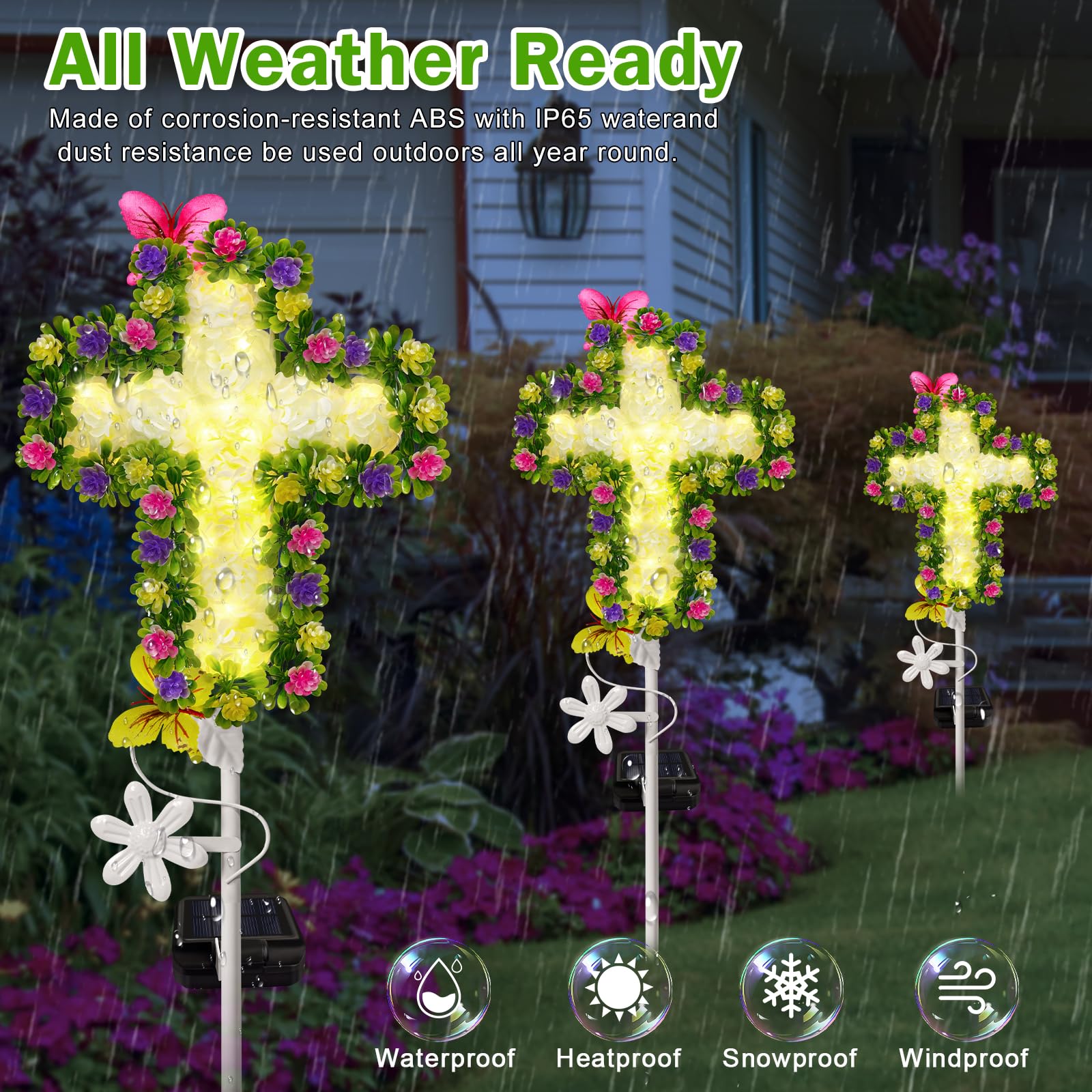 Solar Garden Lights Outdoor - Waterproof Solar Flower Stake Lights for Memorial, Cemetery, Grave Decor - Perfect for Garden, Pathway, Backyard & Patio Lighting - Ideal Gift for Mom, Dad & Loved Ones