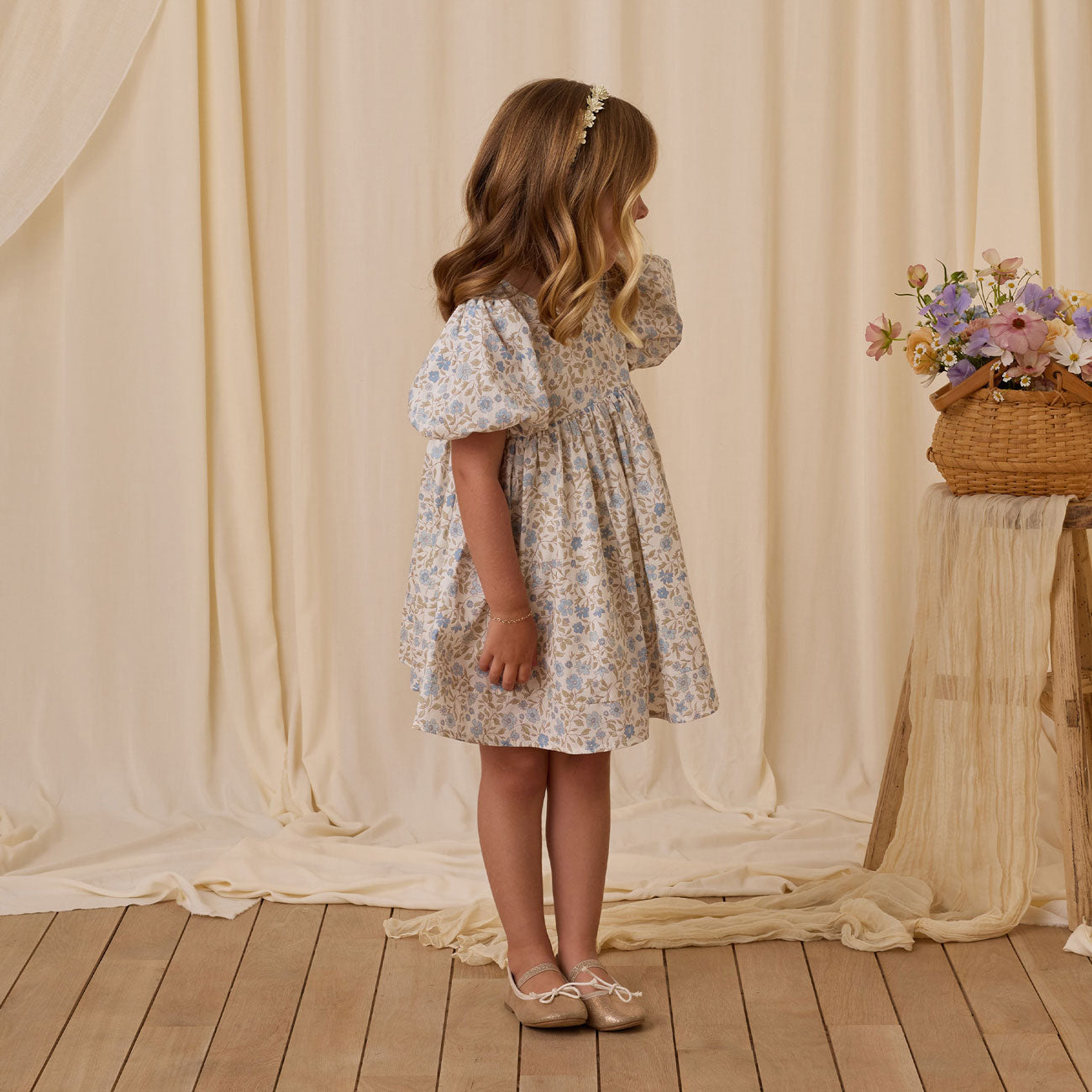 Luna Dress - Blue Garden Floral Print Summer Dress for Women | Perfect for Beach Vacations, Garden Parties & Casual Outings