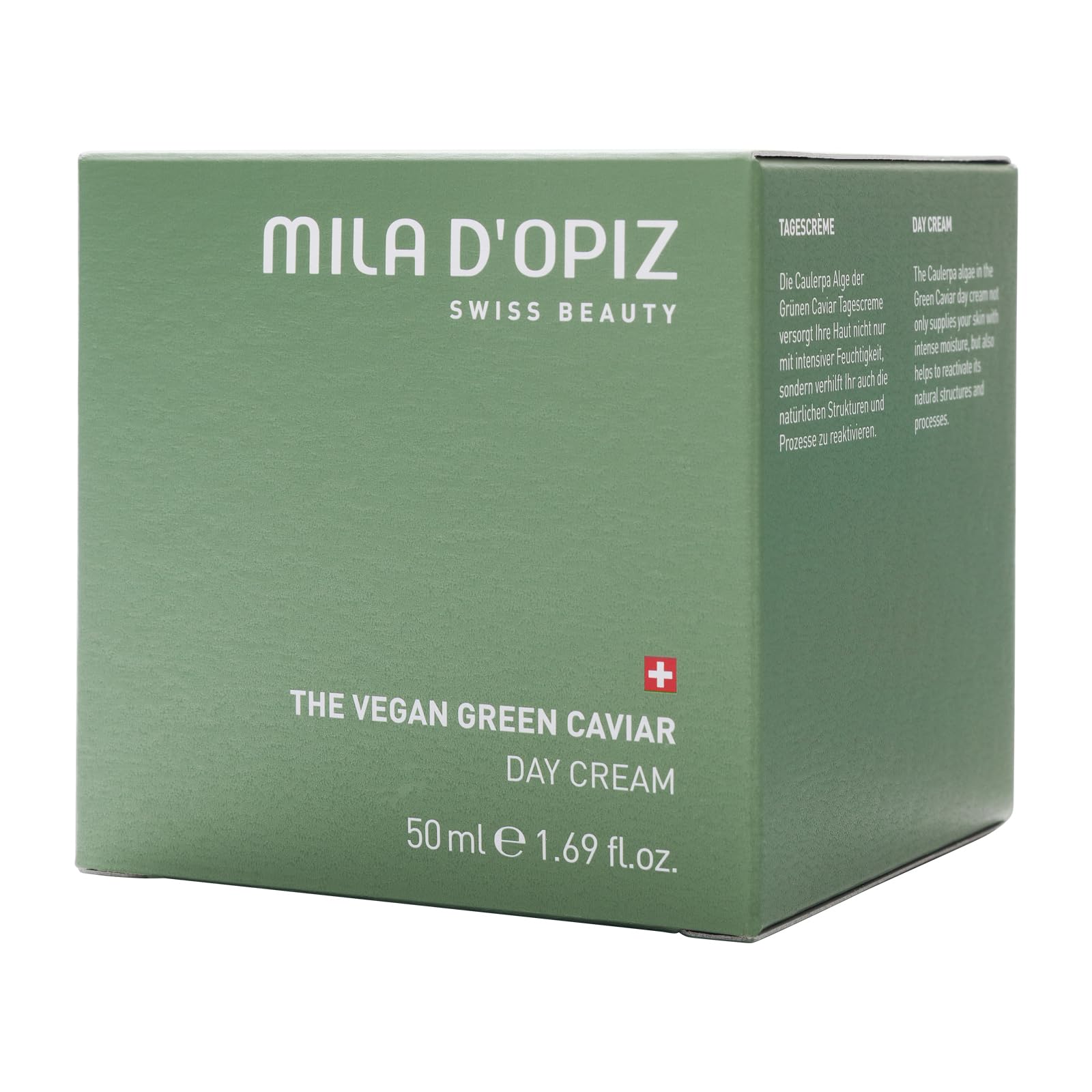 Mila d'Opiz Vegan Green Caviar Day Cream - Hydrating Face Moisturizer with Aloe Vera & Collagen Boost for Dry Skin - 1.69 oz | Daily Anti-Aging Skincare for Women & Men, Perfect for Daytime Use & Under Makeup