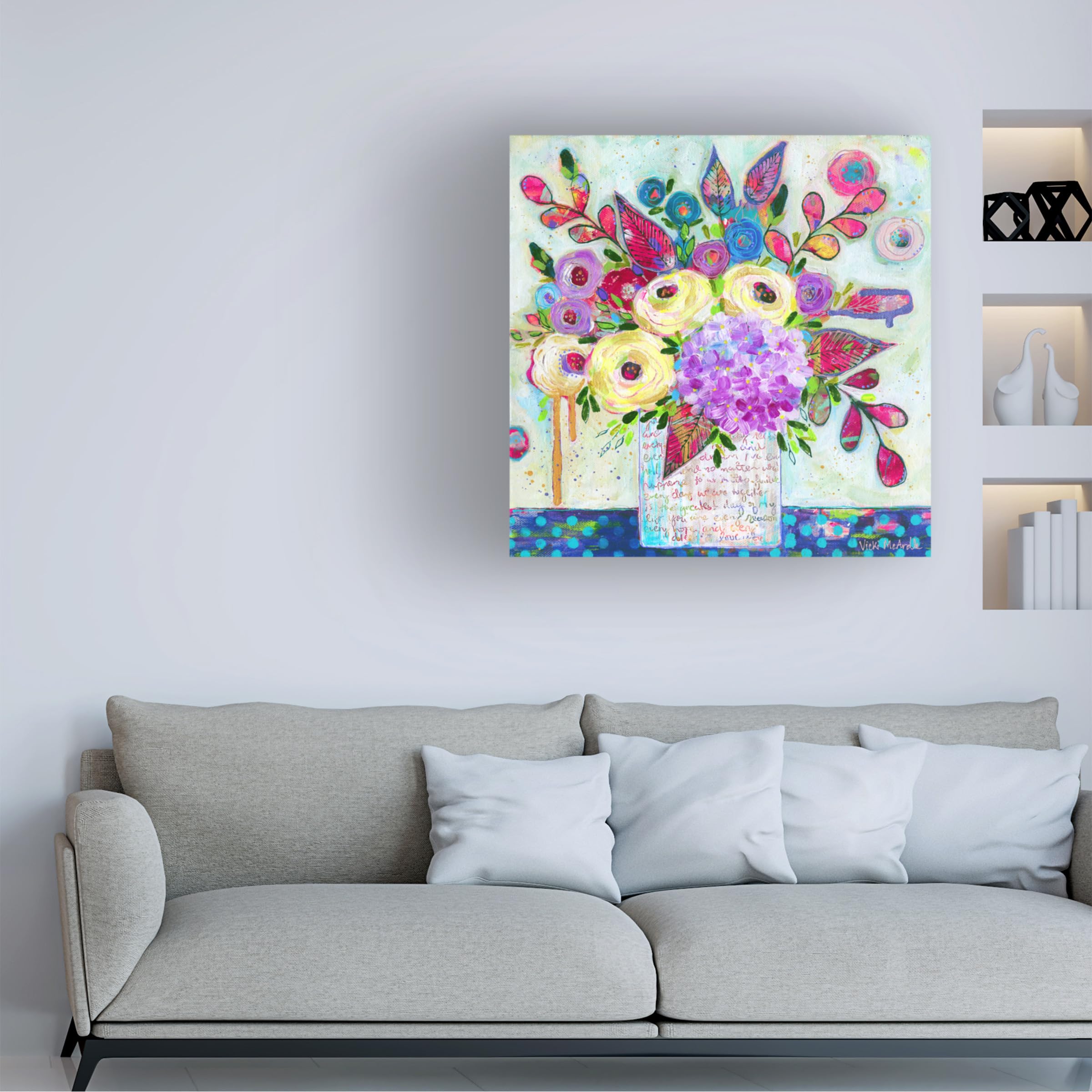 Vicki McArdle 'Love Letter Vase 3' Canvas Wall Art Print - Romantic Home Decor for Living Room, Bedroom & Office