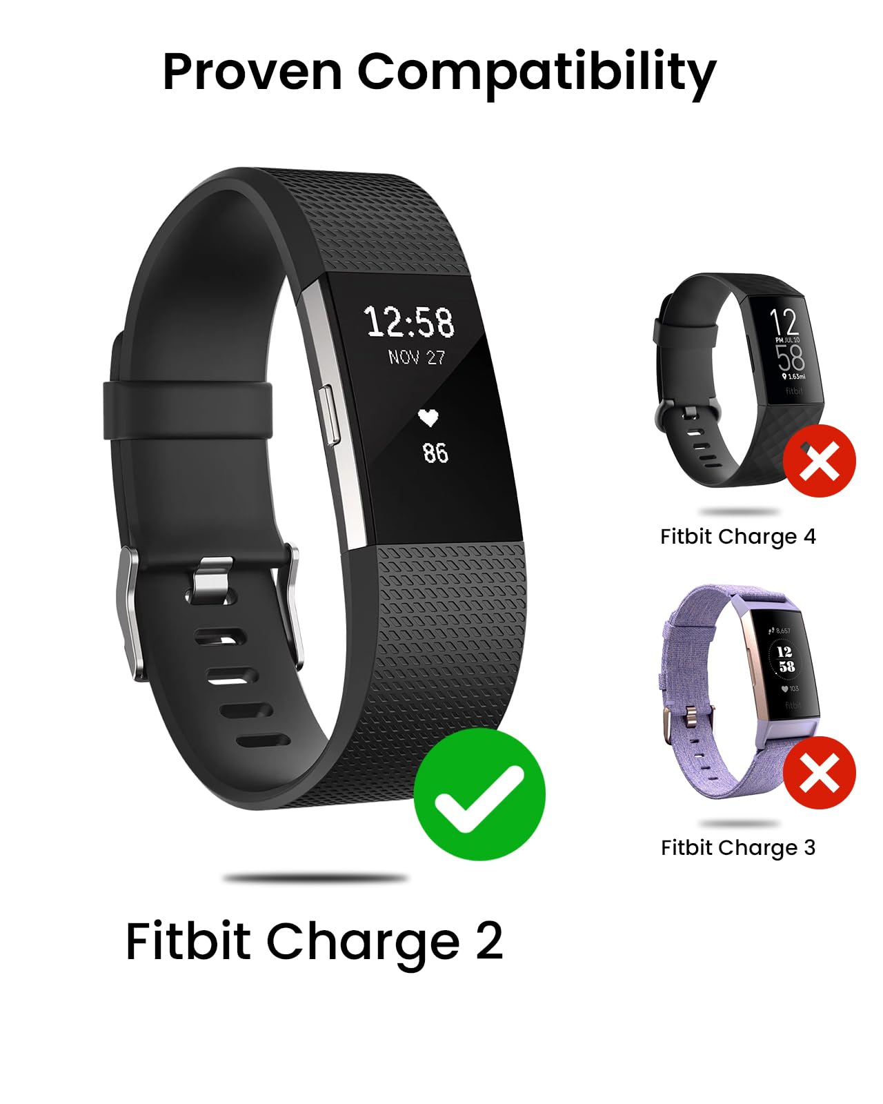 Fitbit Charge 2 Charger Replacement - 3.3ft Wall Charger Cable for Fitbit Charge 2 Fitness Tracker & Heart Rate Monitor - Perfect for Home, Office & Travel Use