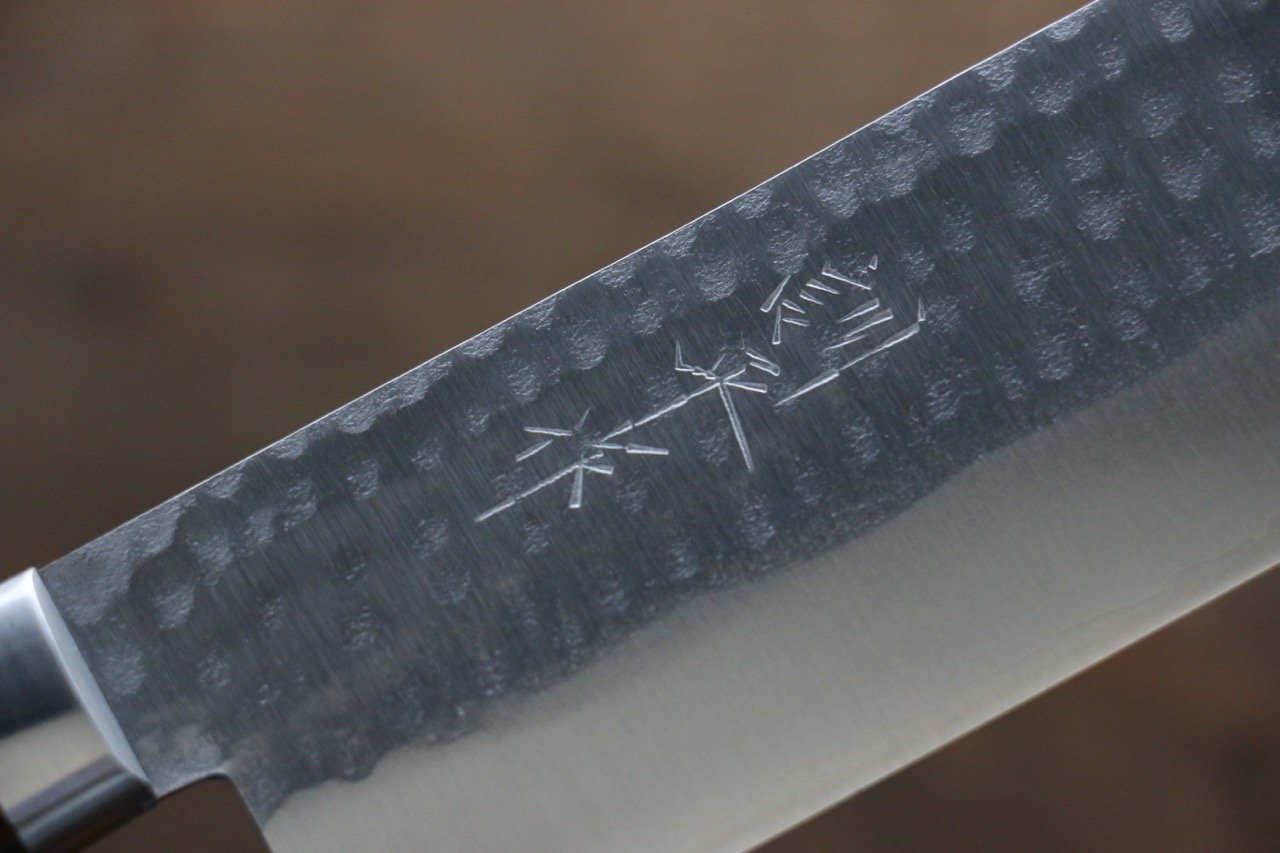 Kunihira VG1 Hammered Usuba Japanese Kitchen Knife 165mm with Mahogany Handle - Professional Chef Knife for Slicing Vegetables and Sushi Preparation