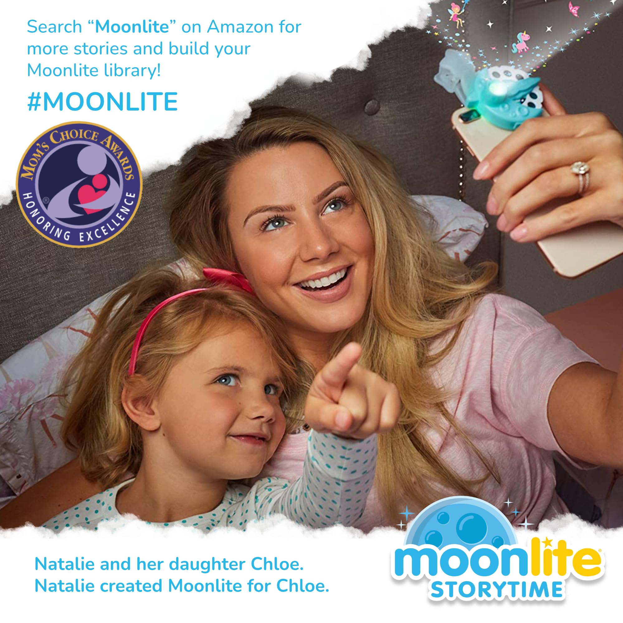 Moonlite Storytime Mini Projector for Kids - 10 Classic Bedtime Storybooks with Fun Sound Effects | Interactive Learning Gift for Toddlers Ages 1+ | Perfect for Nursery Storytime, Family Bonding & Educational Play