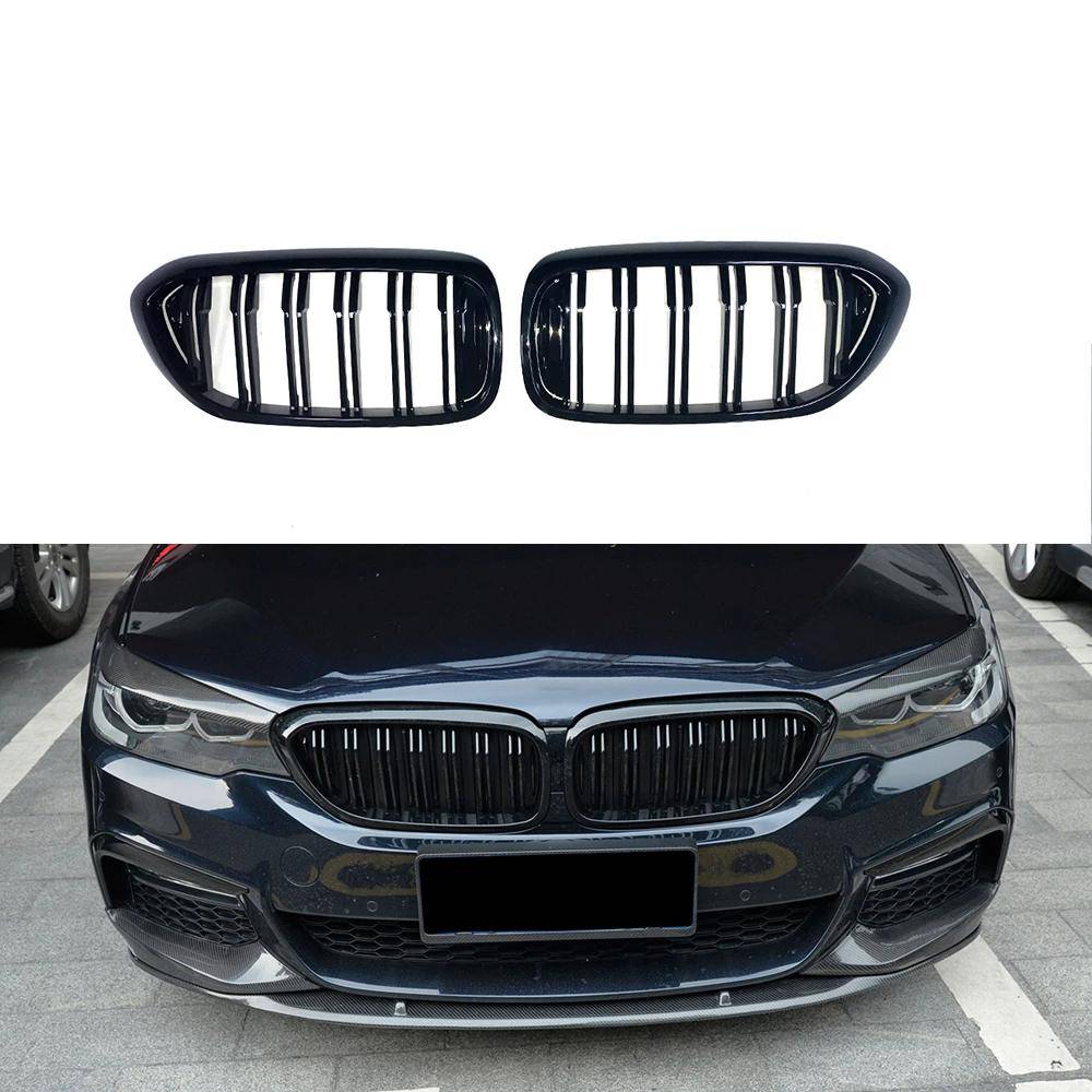 2017-2020 BMW G30 5 Series Kidney Grille - Glossy Black Double Spoke Front Grill Replacement (Pair) - Upgrade Your Car's Appearance for Street Style & Show Events
