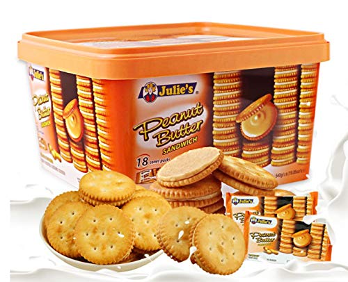 Julie's Peanut Butter Sandwich Biscuits - Crunchy Cookies with Creamy Peanut Butter Filling (540g) | Perfect for Snacking, Lunchboxes & Tea Time Treats