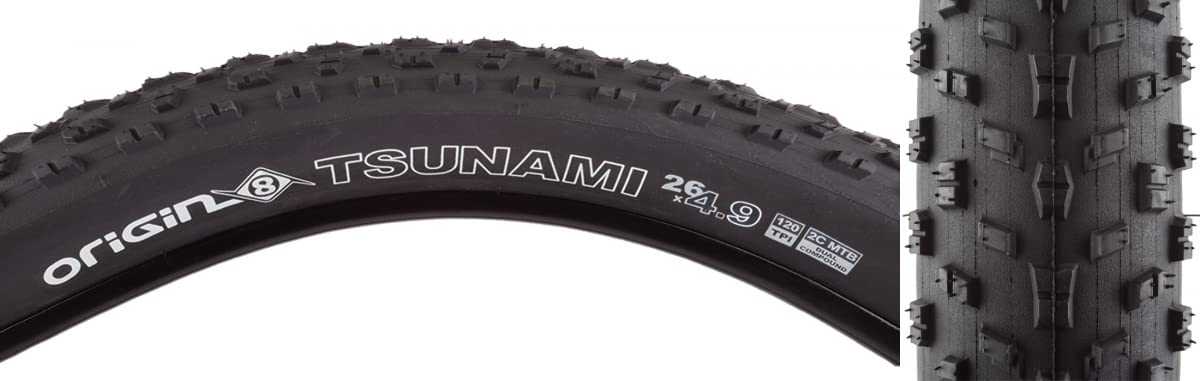 Origin8 Tsunami Folding Bead Fat Bike Tires - 26x4.0 Inch All-Terrain Snow & Sand Bicycle Tires for Mountain Biking, Beach Cruising & Winter Adventures