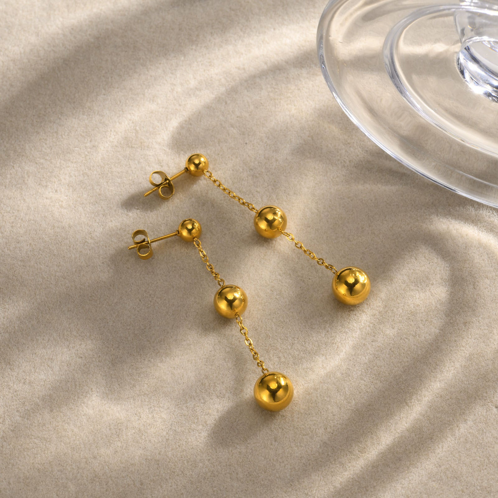 18K Gold Plated Irregular Bead Ball Drop Earrings for Women - Elegant Dangle Earrings for Party, Wedding & Daily Wear | JDE132