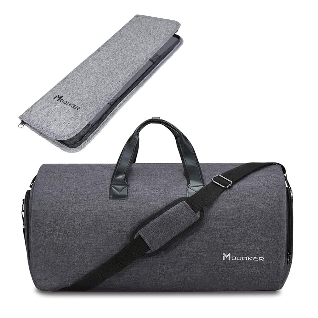 Modoker Convertible Garment Bag with Adjustable Shoulder Strap - Travel Garment Duffel Bag for Suits & Dresses - Perfect for Business Trips, Weddings & Airplane Carry-On Luggage