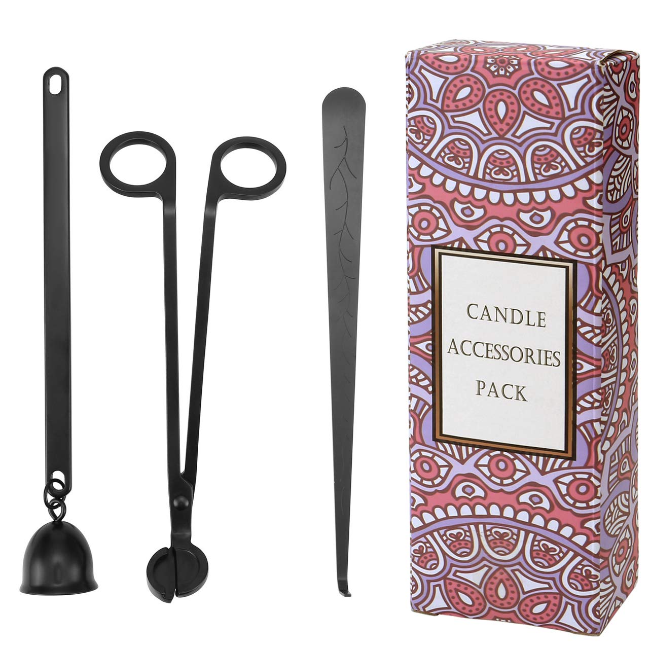 3-in-1 Premium Candle Accessory Set - Wick Trimmer, Snuffer & Dipper - Black Candle Care Kit with Gift Box | Perfect for Home Decor, Spa Relaxation & Romantic Gifts for Candle Lovers