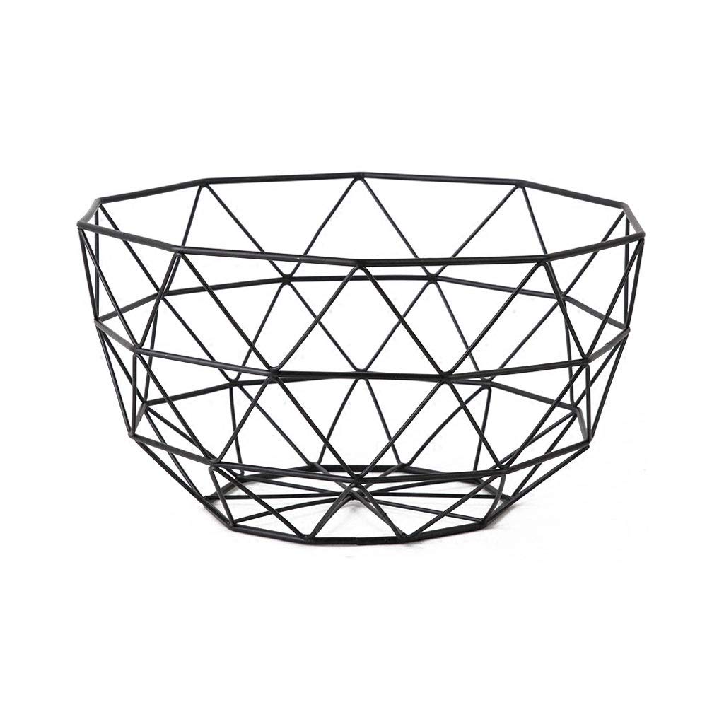 Modern Black Fruit Plate - Nordic Style Iron Snack Storage Basket for Living Room, Coffee Table, Kitchen | Durable & Stylish Household Decor for Fruits, Nuts, and Party Snacks