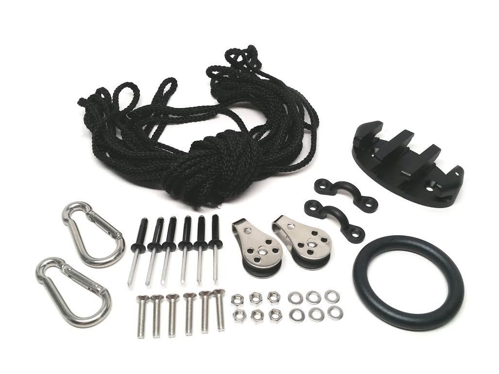 Pactrade Marine Kayak Anchor Trolley Kit with Stainless Steel Rope, Screws & Rivets - Heavy Duty Kayak Accessories for Fishing & Water Sports