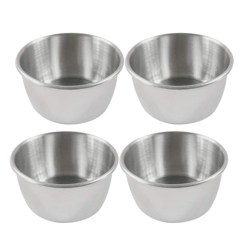 4-Piece Stainless Steel Hot Pot Dipping Bowls - Small Sauce Cups, Seasoning Dishes & Appetizer Plates for Restaurants & Home Use - Perfect for Asian Hot Pot, BBQ, Sushi, and Party Serving
