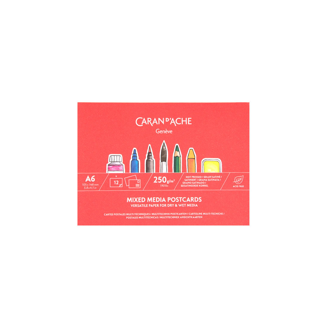 Caran d'Ache A6 Landscape Mixed Media Postcards - Premium Watercolor Sketchbook for Artists & Travelers - Perfect for Outdoor Painting, Journaling & Creative Projects