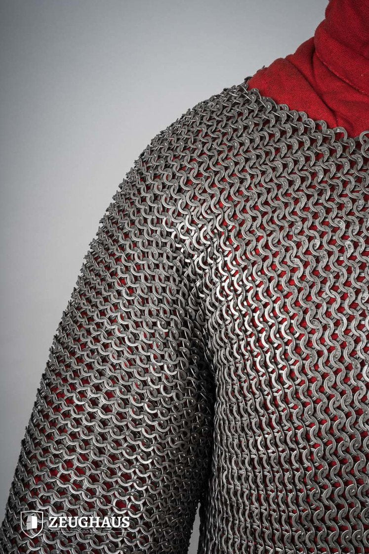 Chainmail Haubergeon Flat Ring Wedge Riveted 9mm Steel Oiled - Medieval Armor for LARP, Cosplay & Historical Reenactment