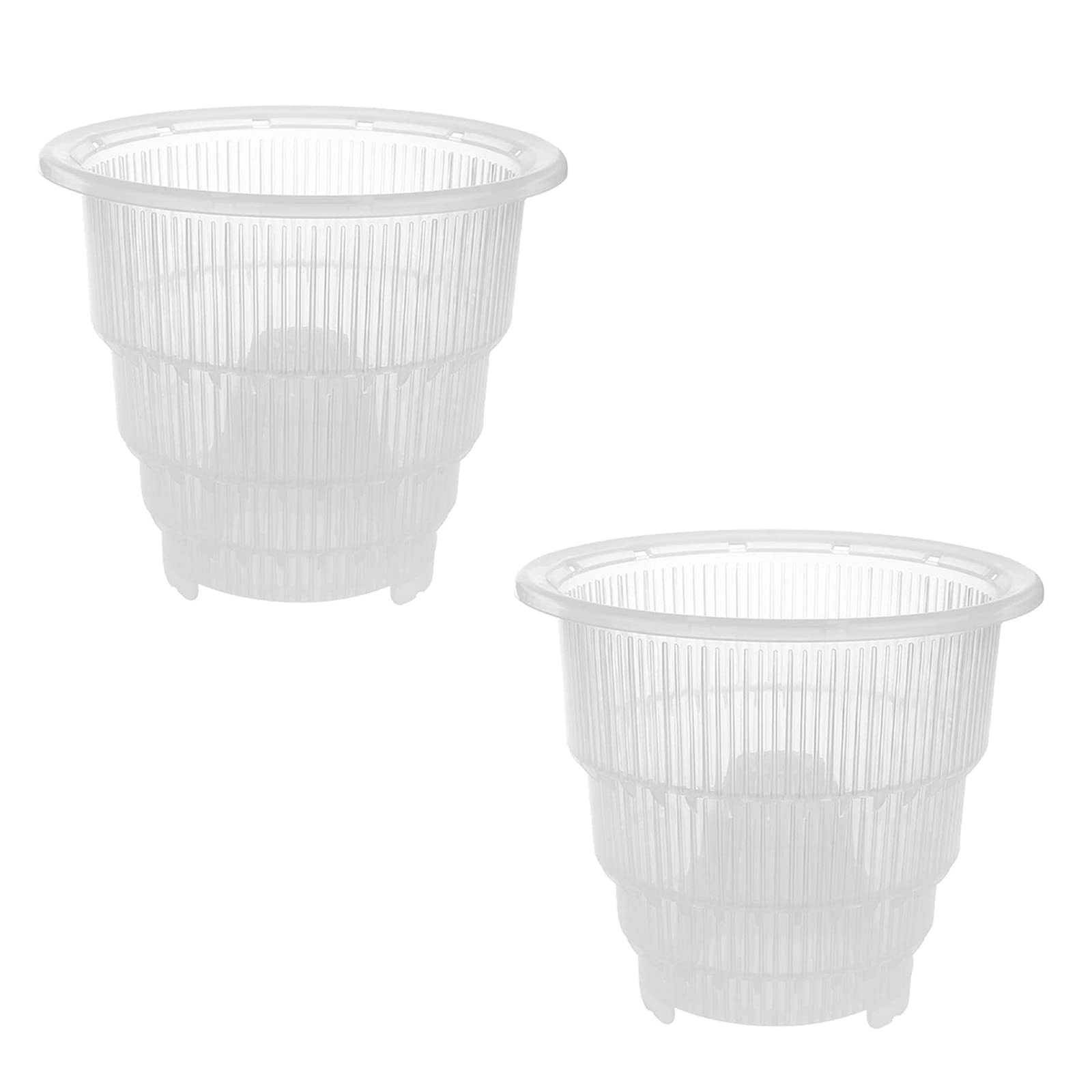 2PCS Clear Plastic Orchid Pots with Holes - 4.7 Inch Breathable Slotted Planters for Indoor Orchid Plants | Decorative Flower Pots for Home & Office Decor | Perfect for Phalaenopsis, Dendrobium & Other Orchid Varieties