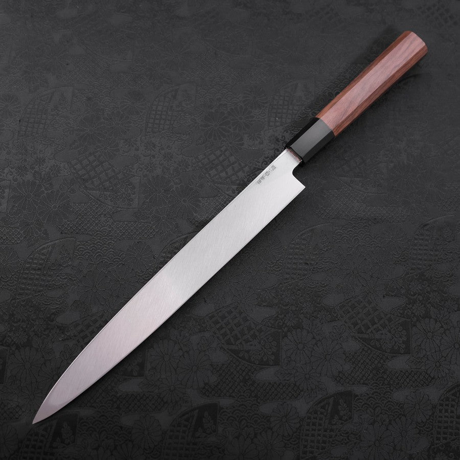 Premium Yanagiba Sushi Knife 270mm - White Steel #2 Blade, Kasumi Finish with Buffalo Walnut Handle - Perfect for Sushi Chefs & Japanese Cuisine Preparation
