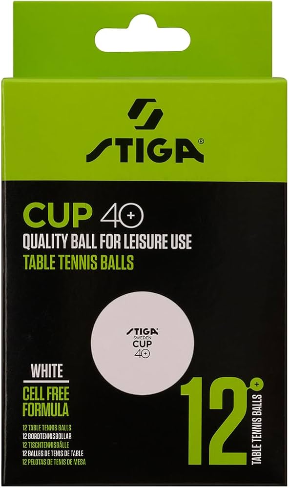 Stiga Premium 40+ 12-Pack White Table Tennis Balls for Competition & Training - Perfect for Home, Club & Professional Play