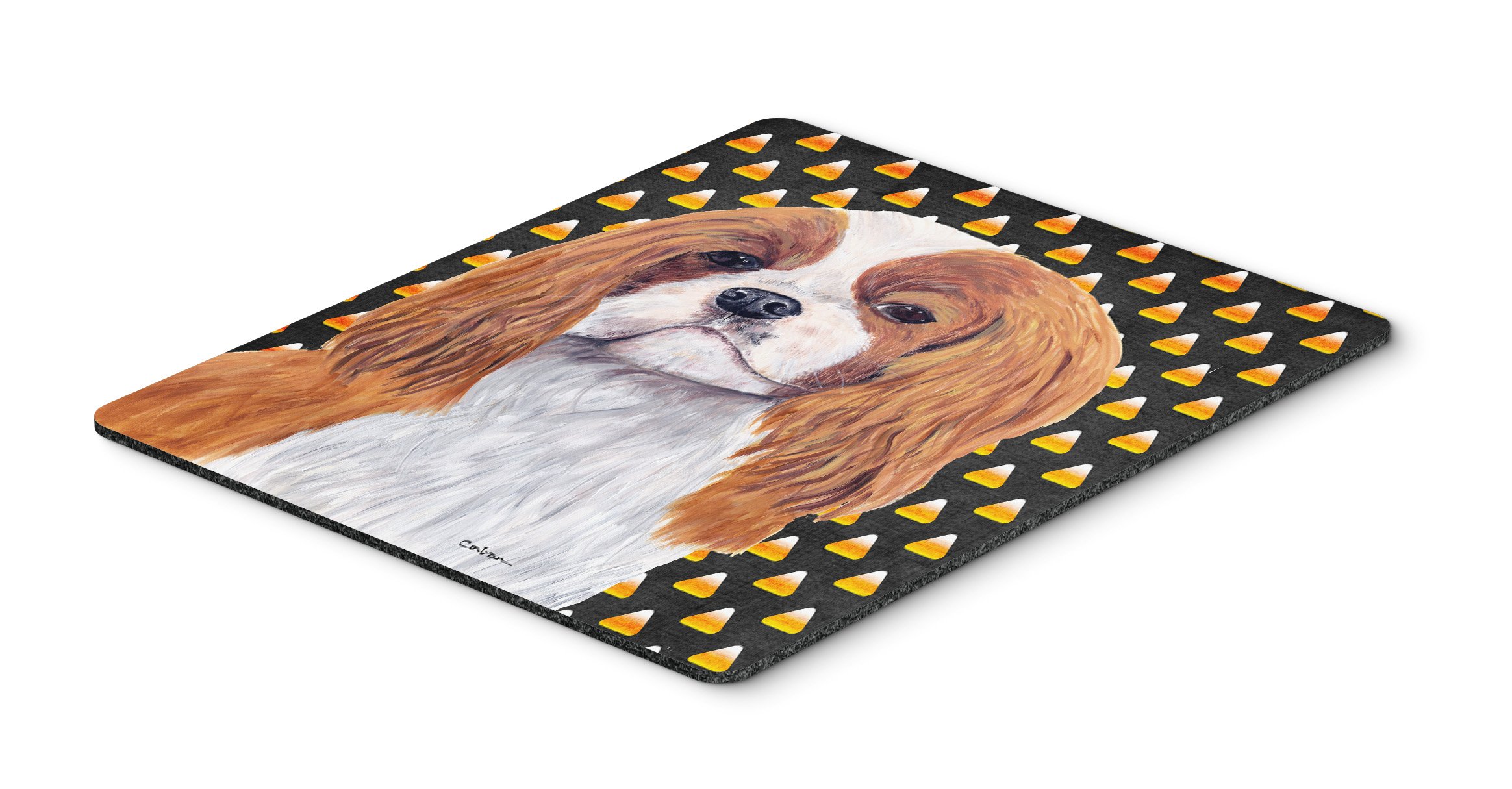 Caroline's Treasures SC9194MP Blenheim Cavalier King Charles Spaniel Candy Corn Halloween Portrait Mouse Pad - Large Washable Non-Slip Desk Mat for Home Office, Gaming & Computer Work - Perfect Gift for Dog Lovers & Halloween Decor
