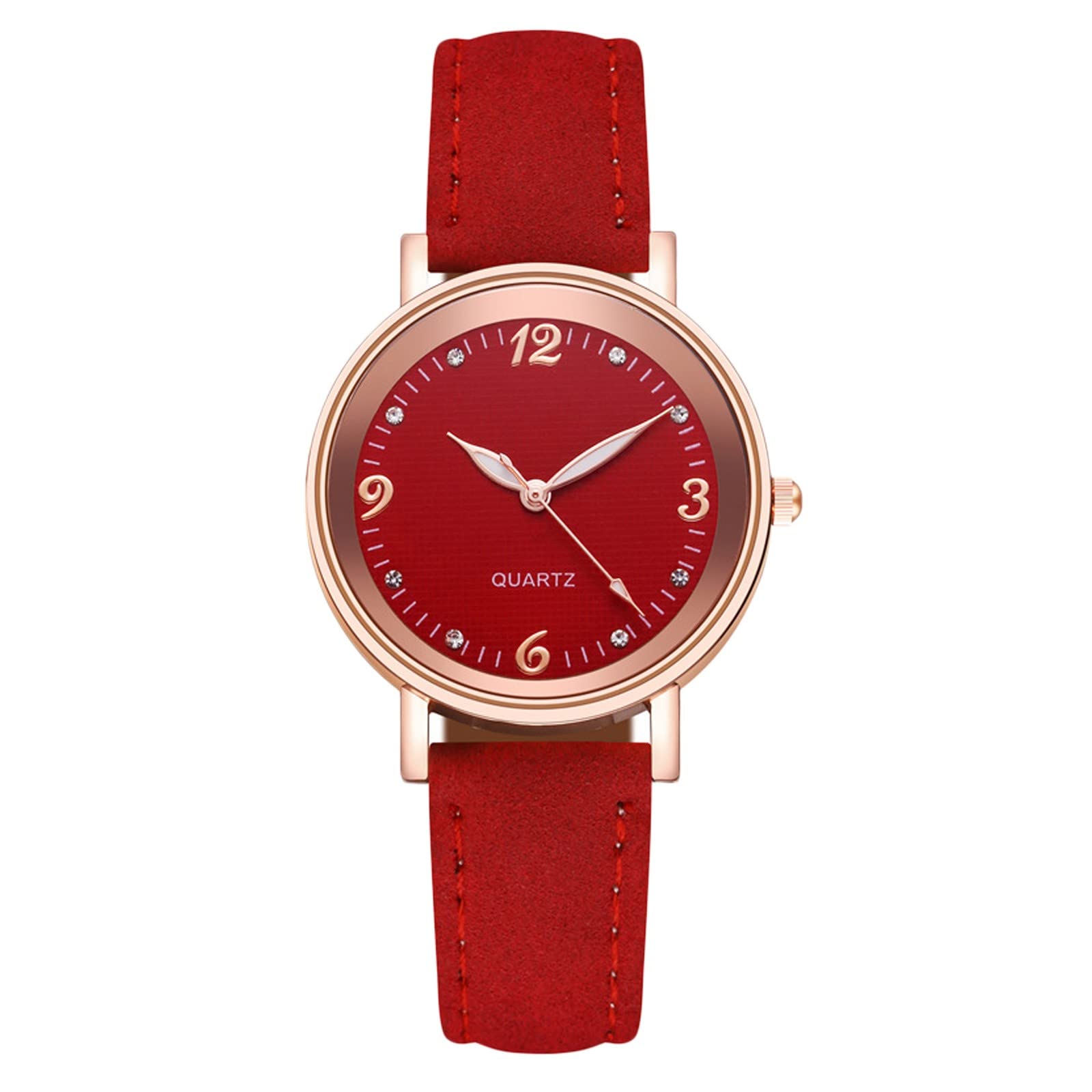 Koippimel Women's Luminous Roman Numeral Wristwatch with Frosted Dial & Star Accents - Stylish Red Watch for Casual, Office & Evening Wear - One Size