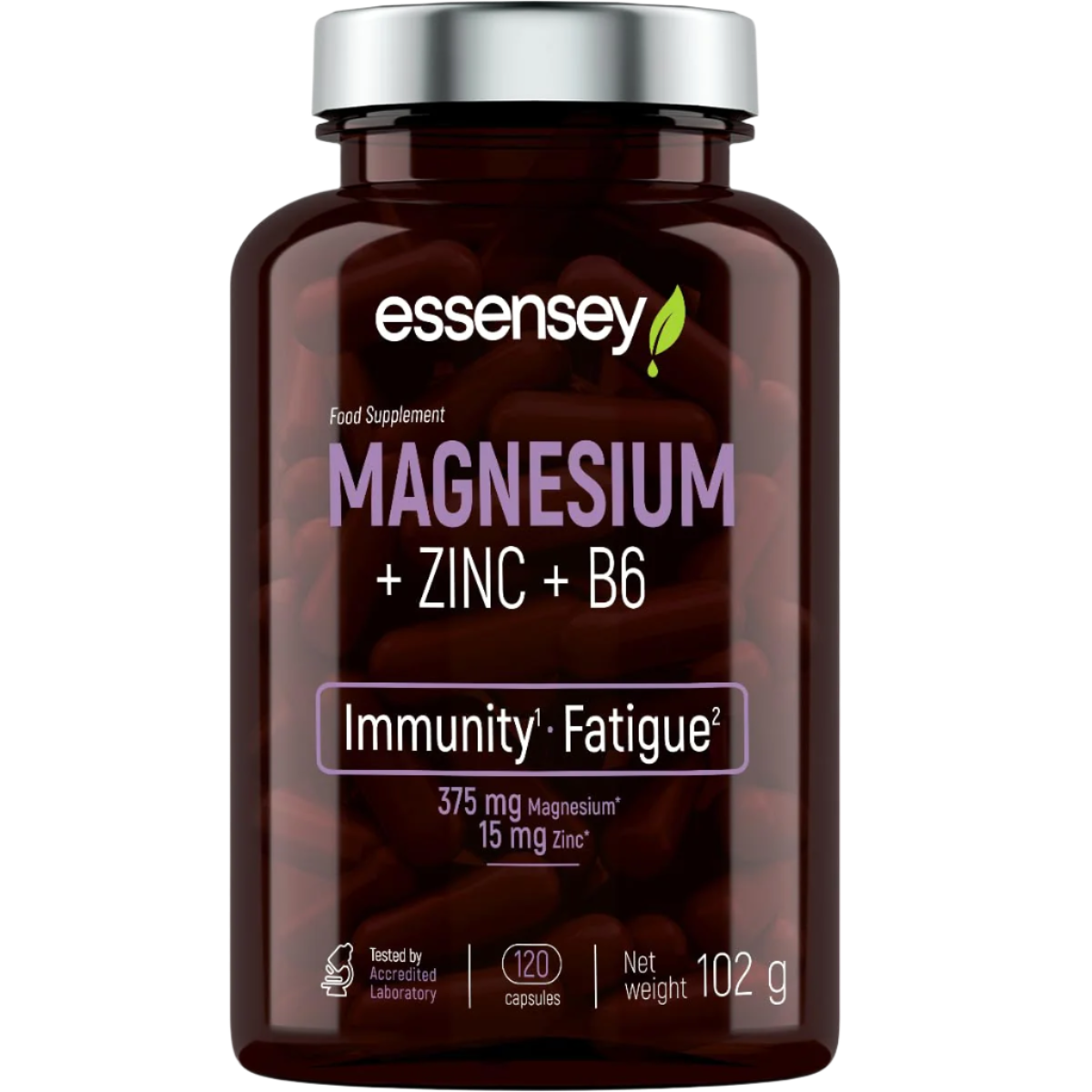 Essensey Magnesium Zinc B6 Supplement – Immune & Energy Support | 60 Servings (120 Capsules) | Stress Relief, Muscle Recovery & Better Sleep | Vegan & Non-GMO