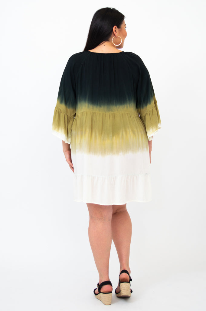 Ellie Dress - Black Dip Dye Flowy Midi Dress for Women | Perfect for Casual Outings, Date Nights & Summer Vacations