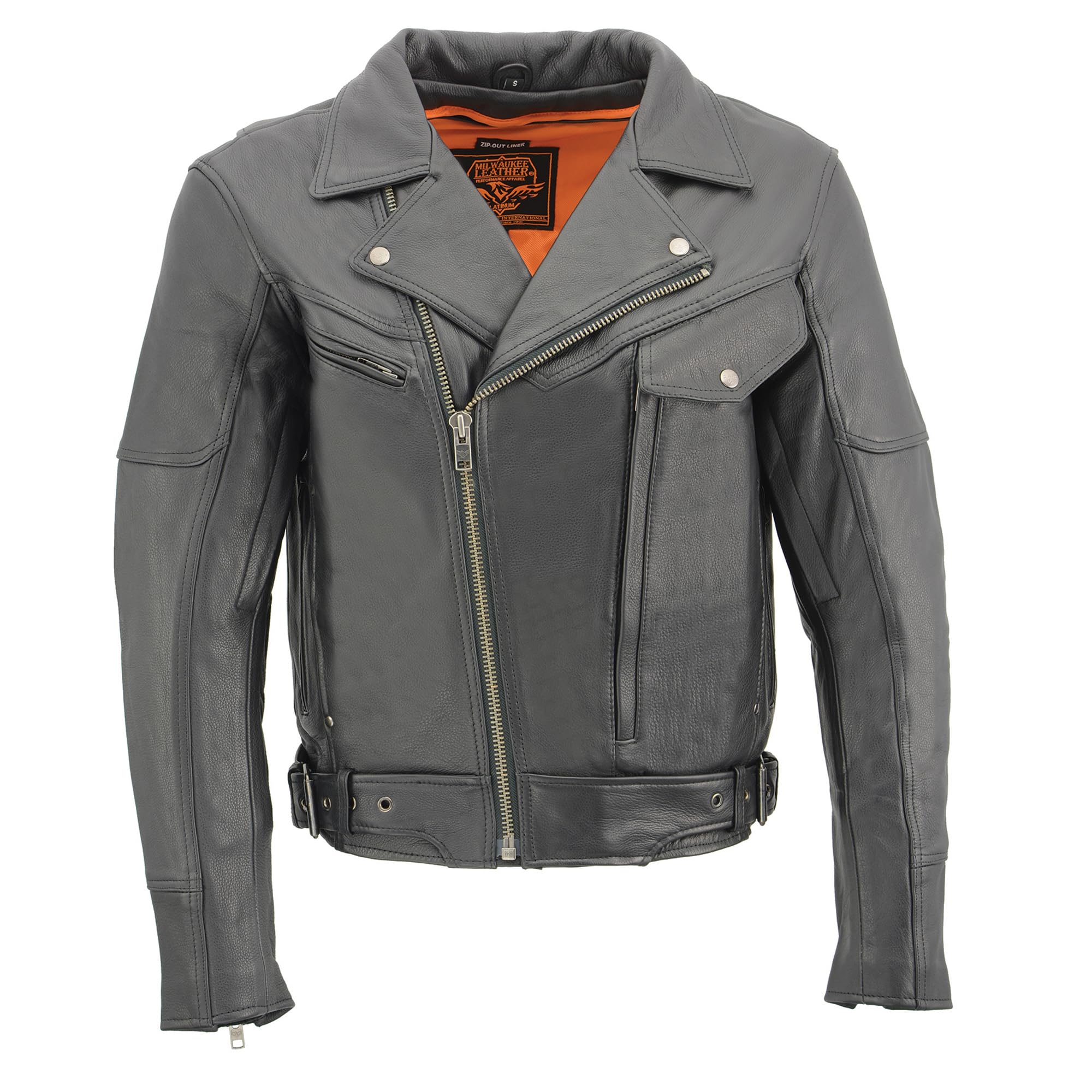 Milwaukee Leather MLM1570 Utility Pocket Motorcycle Jacket with Side Belt Buckle - Durable Riding Gear for Men, Perfect for Commuting & Adventure Motorcycling