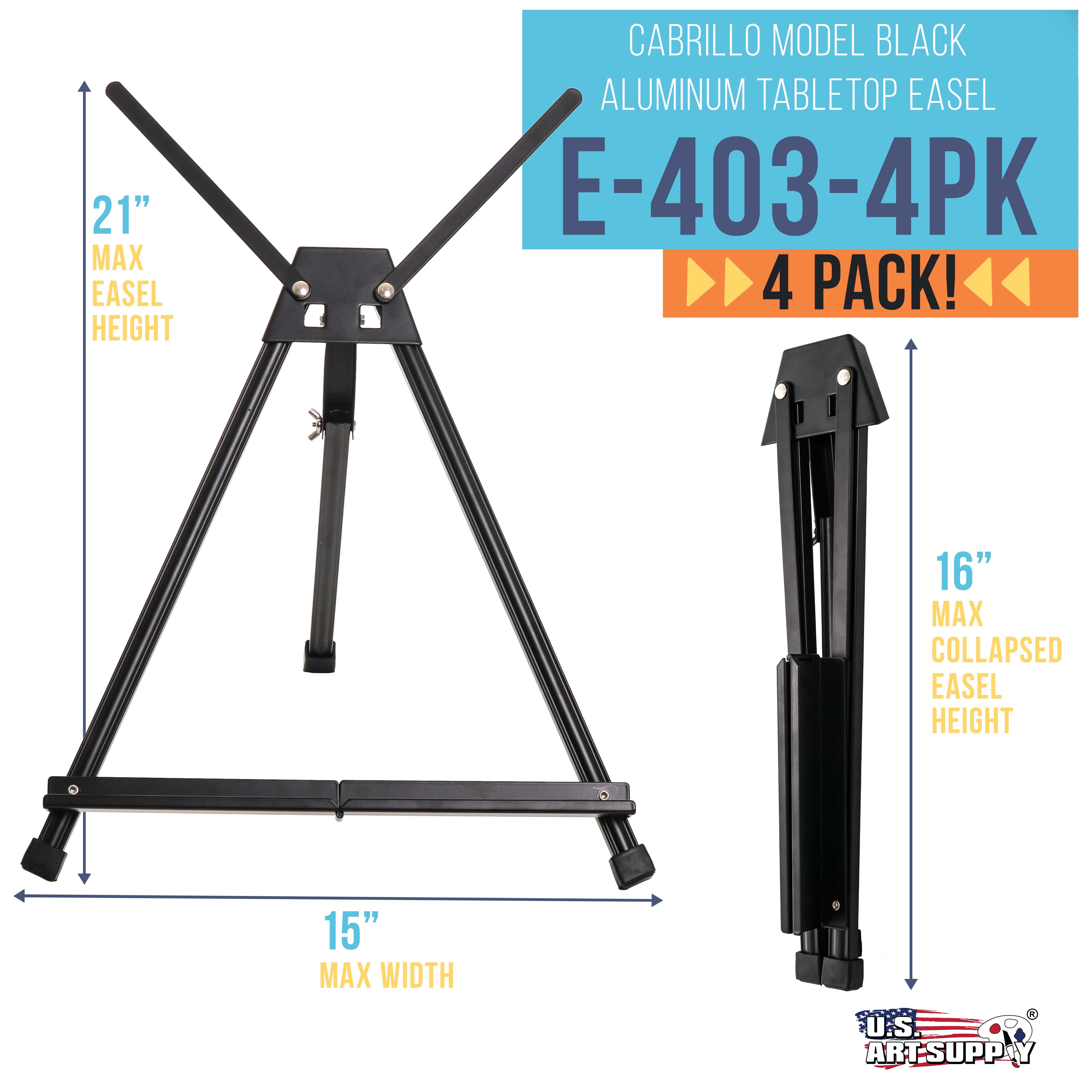 Adjustable Metal Tabletop Easel Stand for Painting - 15 to 21 Inch Portable Art Easel (4 Pack) - Perfect for Canvas, Whiteboard, Poster, Sign & Drawing Display - Ideal for Artists, Classrooms & Office Presentations