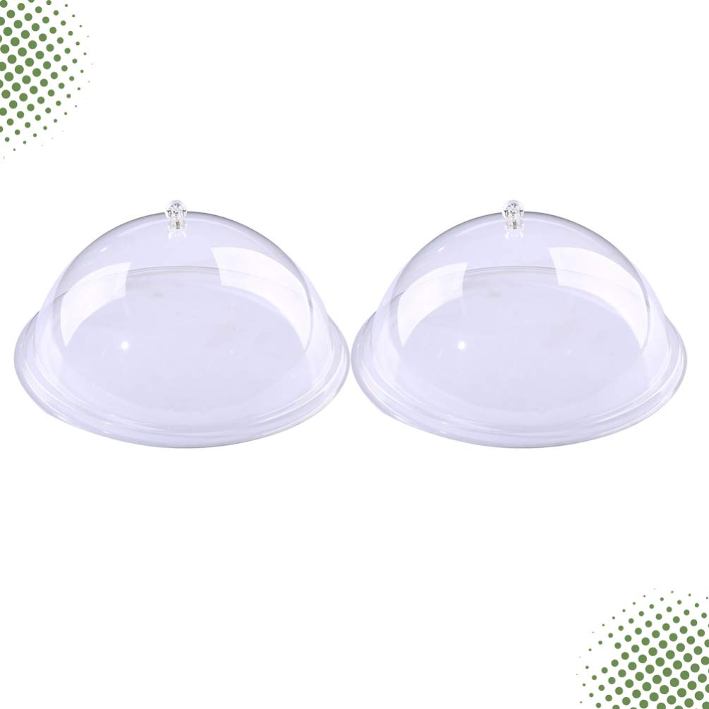 2-Pack Hemoton Clear Acrylic Food Domes - 21cm Transparent Cake Covers for Kitchen, Snack Display & Terrarium Plants | Perfect for Home Baking, Buffet Serving & Indoor Gardening