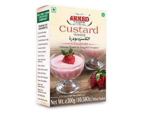 Ahmed Foods Strawberry Flavored Custard Powder - 300g | Premium Dessert Mix for Baking, Puddings & Sweet Treats | Perfect for Home Cooking & Party Desserts