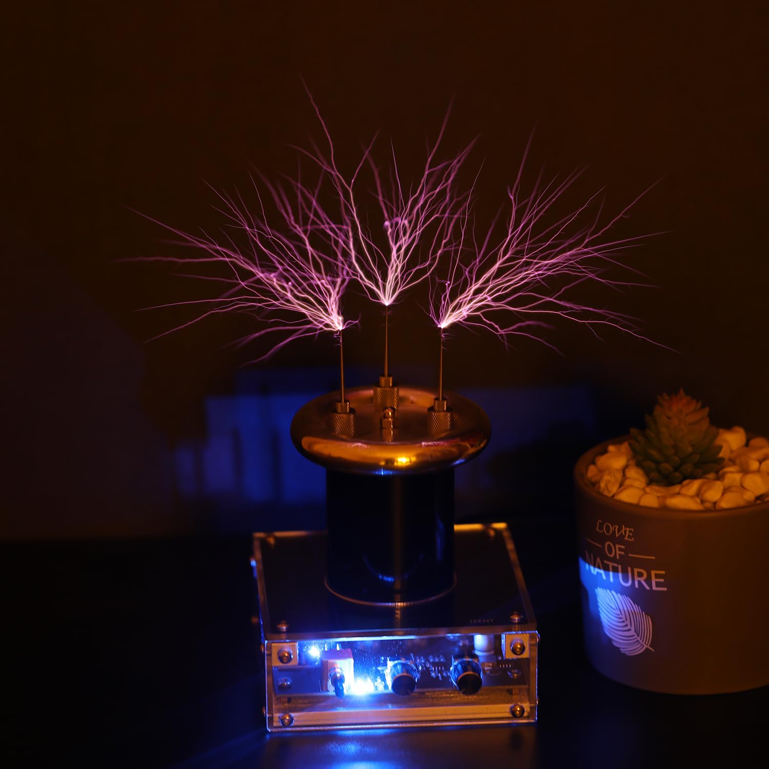 Wireless Tesla Coil Speaker - Bluetooth Plasma Arc Generator for Music, SSTC Desktop Toy & Science Experiment Model JE-28 | Perfect for STEM Education, Physics Demonstrations & Unique Home Decor